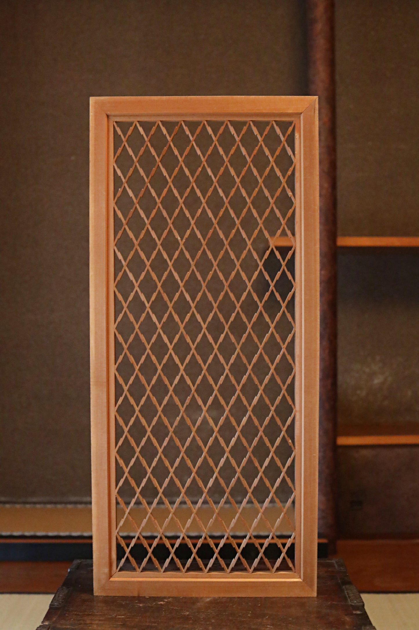 Japanese Furniture antique interior architectural screen,"kumiko, wooden framework" for a sliding screen, shoji, H31.1×14.1in/H78.9×35.7cm