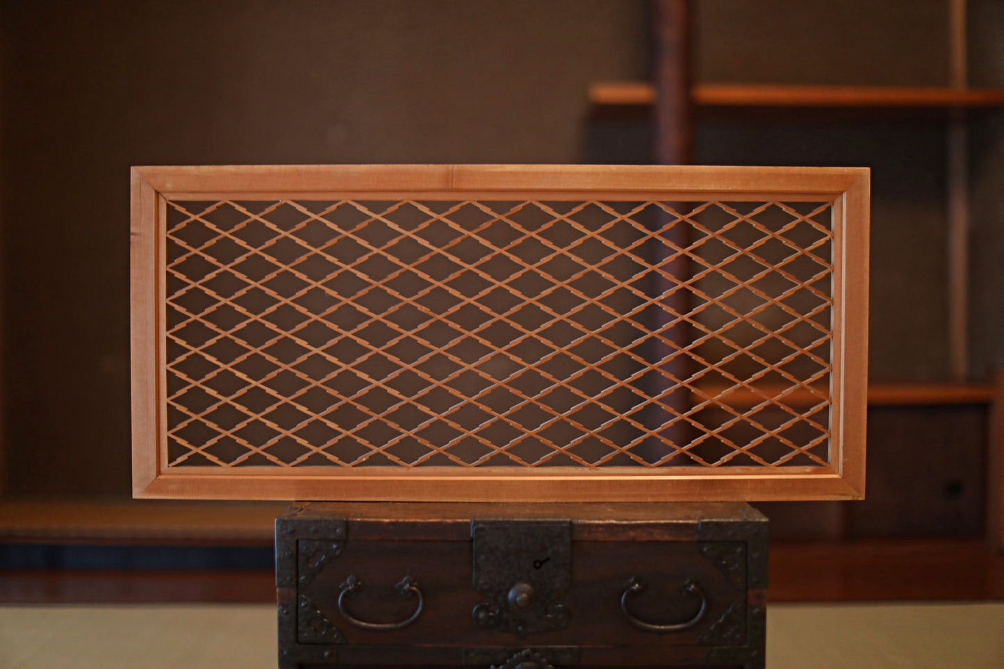 Japanese Furniture antique interior architectural screen,"kumiko, wooden framework" for a sliding screen, shoji, H31.1×14.1in/H78.9×35.7cm