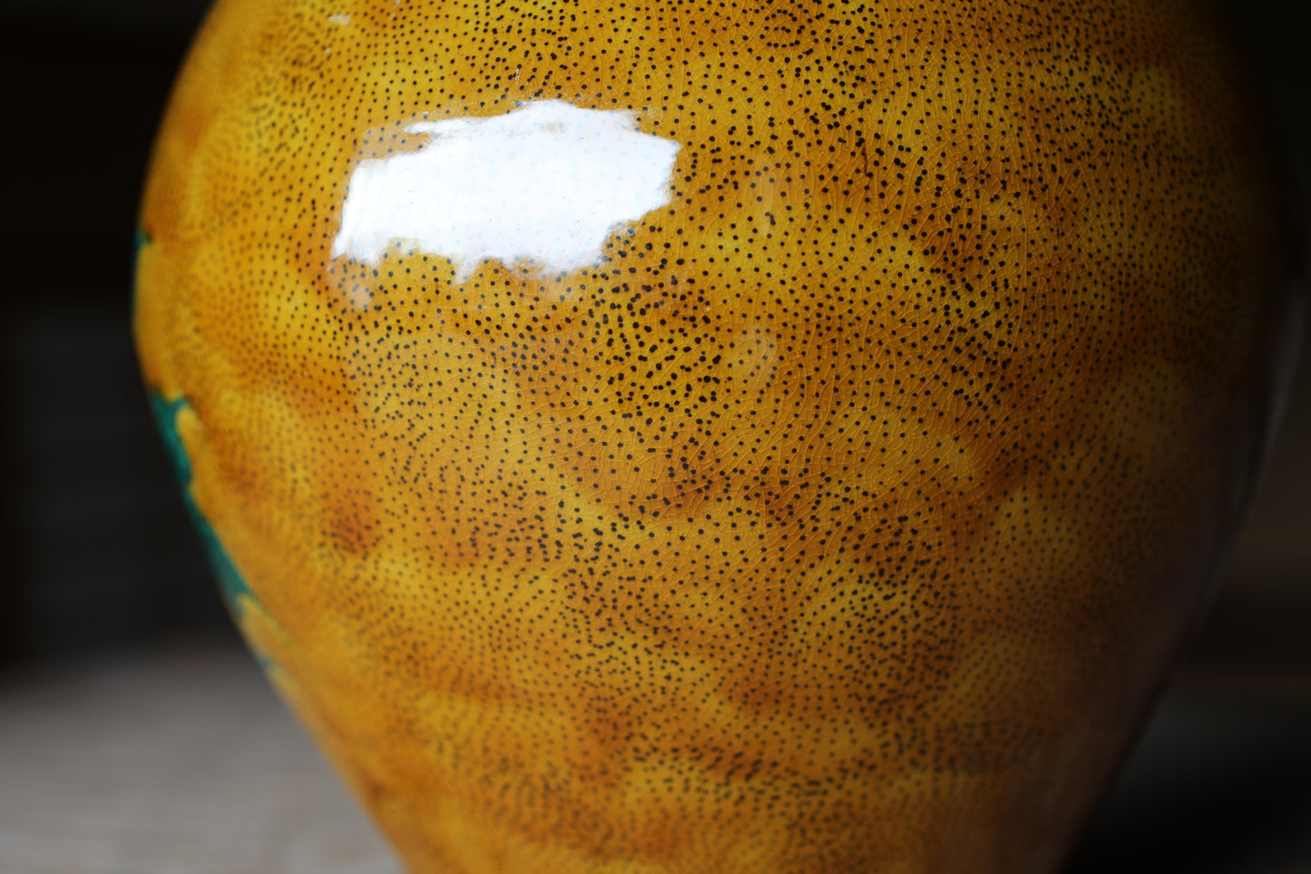 Kutani Ware Large Jar with birds and flower,Yellow & green Vase (H11.8in/H30cm)