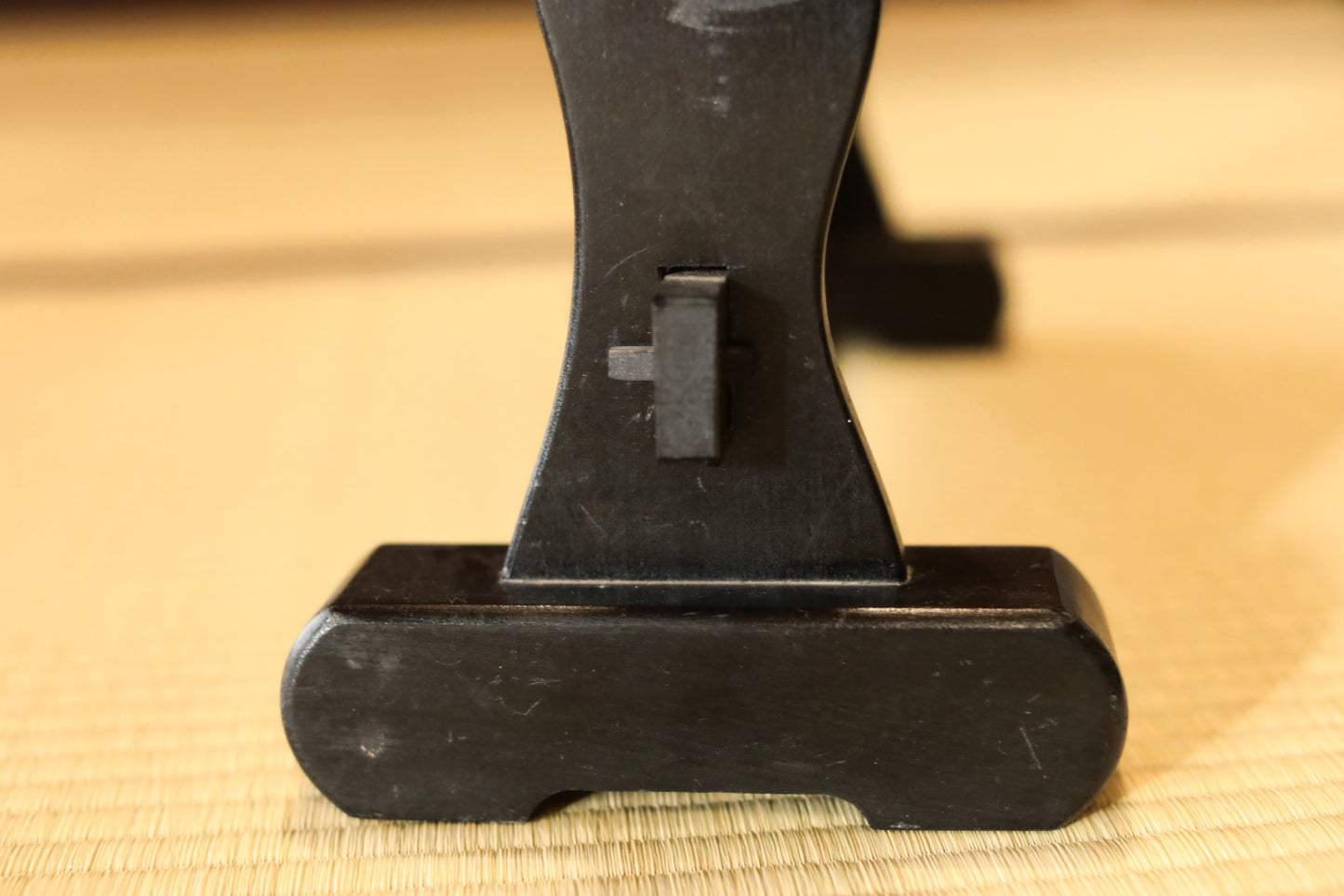 Vintage Black Lacquer Katana Rack, Japanese Samurai Sword Stand W17.9in/W45.5cm