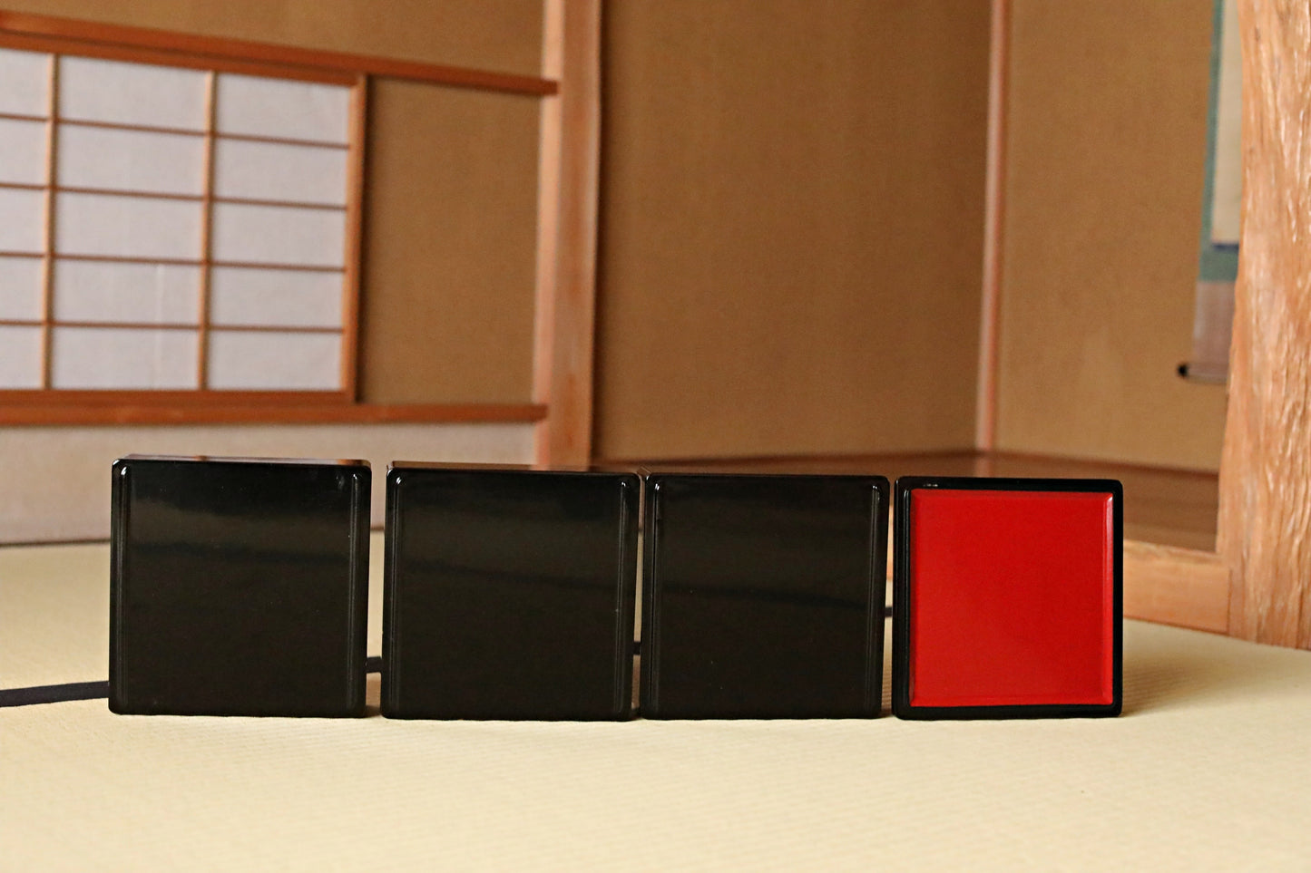 Vintage Japanese Lacquer Jubako Box, Plum Flower Makie, 1970s