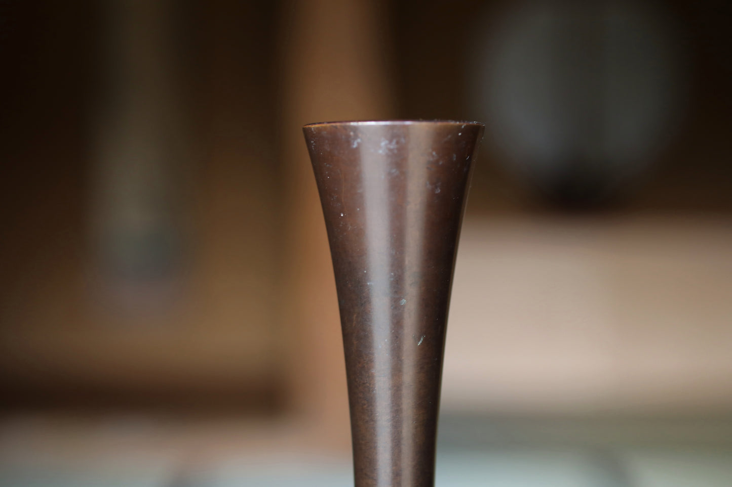 Vintage Japanese Bronze Vase, Crane Neck Ikebana Flower Arrangement, Signed