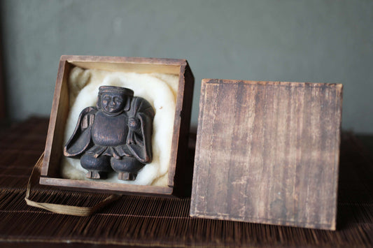 Antique 1700s Japanese Wood Carving: Daikoku Lucky Gods