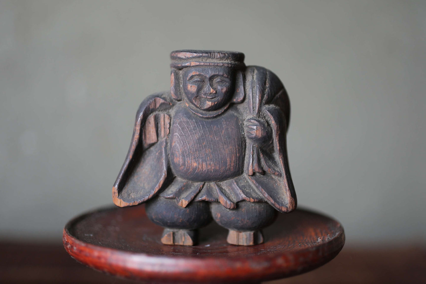 Antique 1700s Japanese Wood Carving: Daikoku Lucky Gods