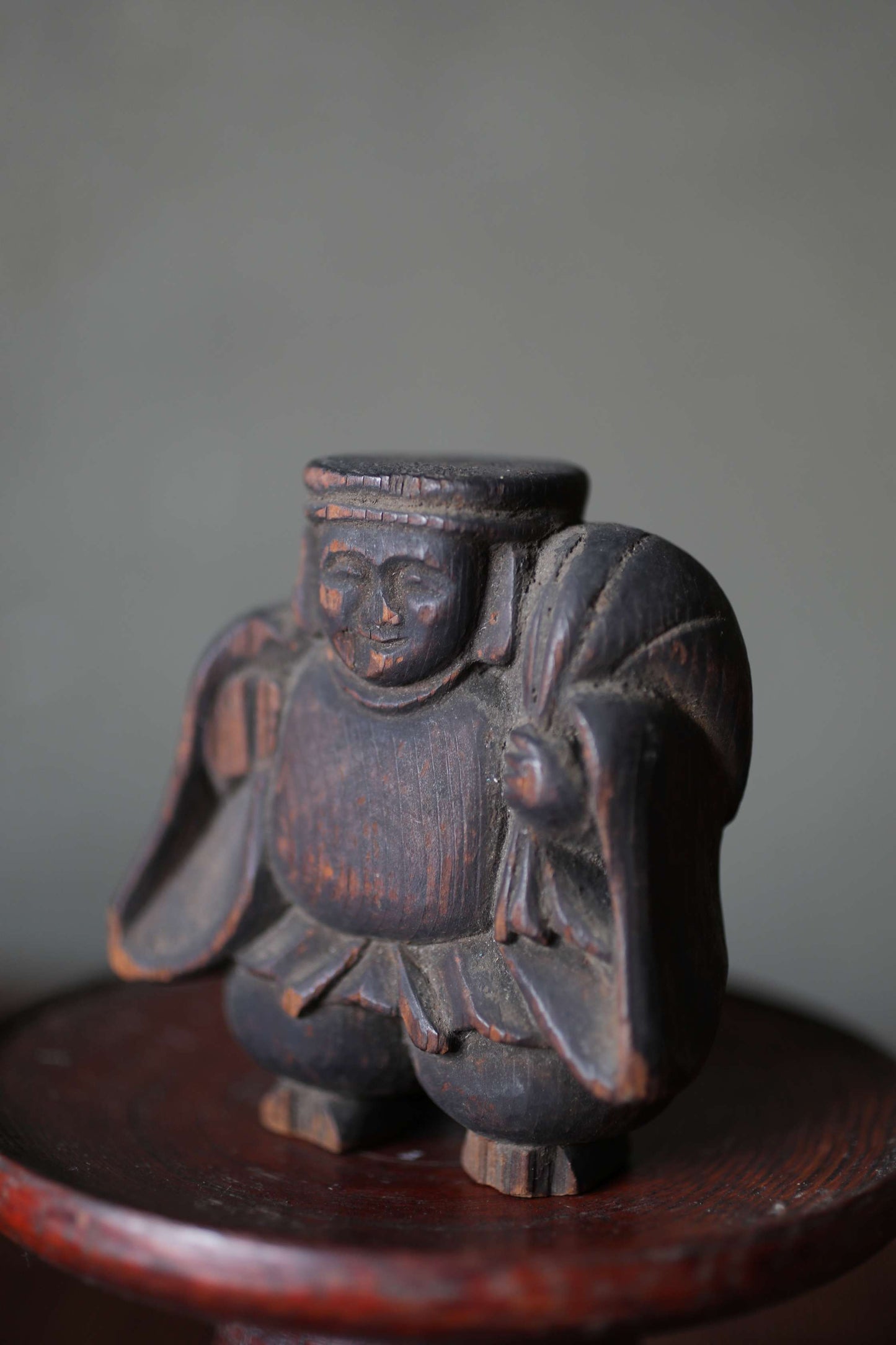 Antique 1700s Japanese Wood Carving: Daikoku Lucky Gods
