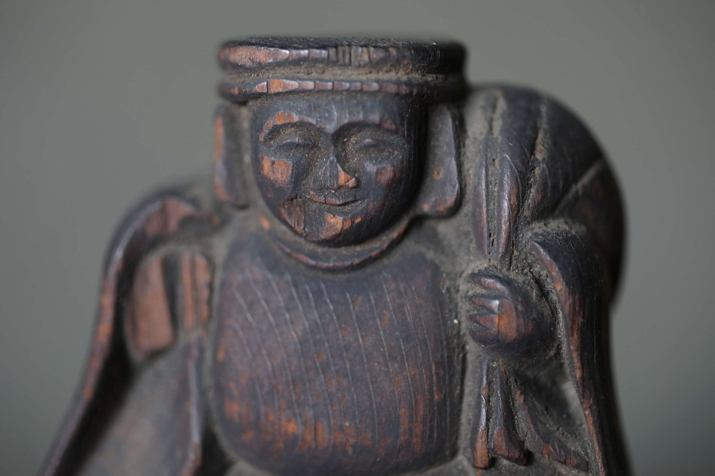 Antique 1700s Japanese Wood Carving: Daikoku Lucky Gods
