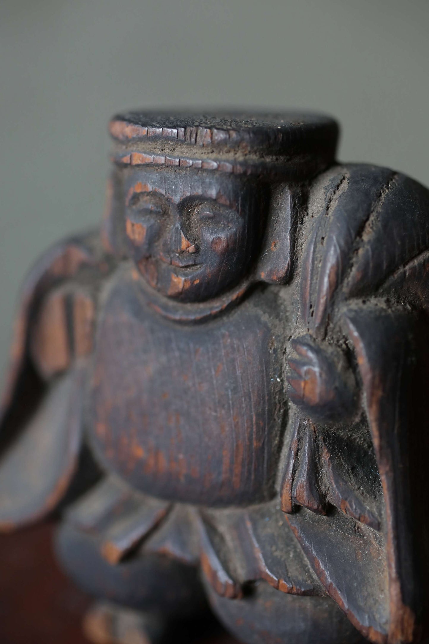 Antique 1700s Japanese Wood Carving: Daikoku Lucky Gods