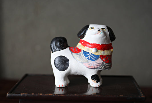 Japanese vintage Toy dog doll made of paper, Inu Hariko edo Toyama H4.1in/H10.3cm
