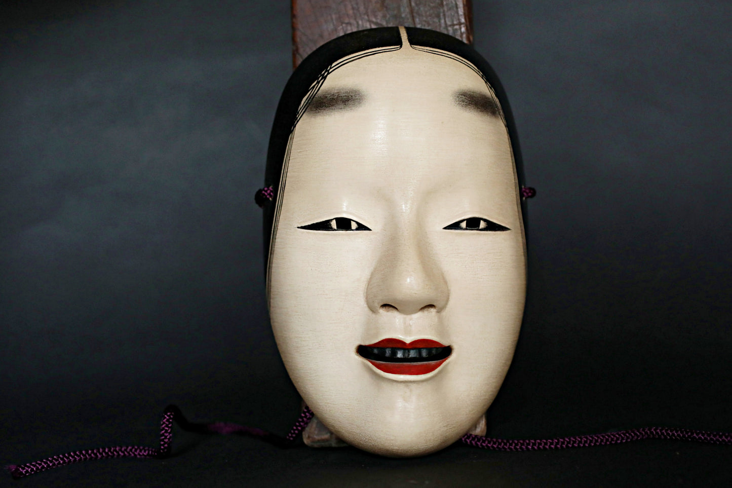 Japanese vintage NOH mask wood hand carving Zouonna wall ornament signed boxed