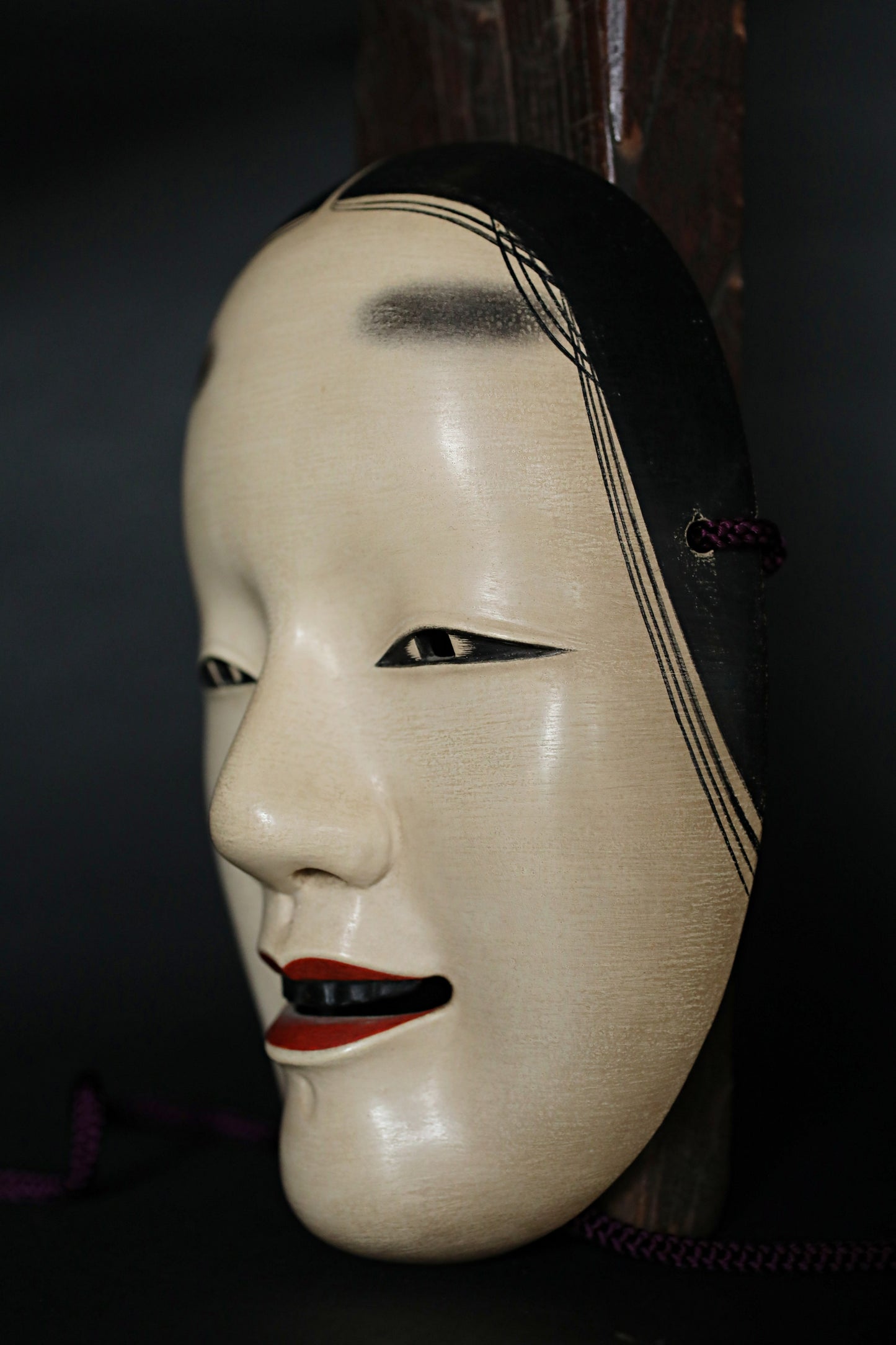Japanese vintage NOH mask wood hand carving Zouonna wall ornament signed boxed