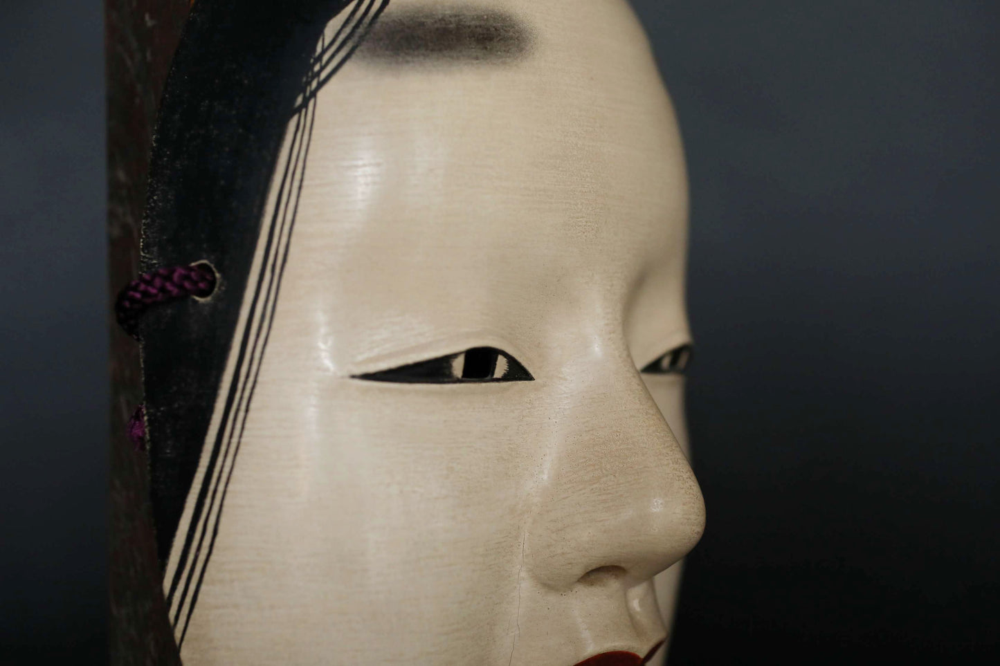 Japanese vintage NOH mask wood hand carving Zouonna wall ornament signed boxed