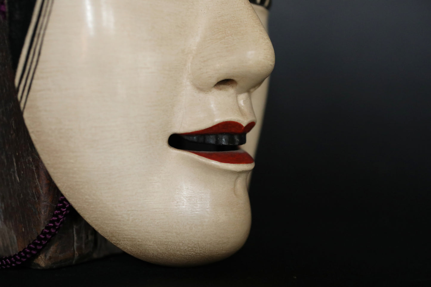 Japanese vintage NOH mask wood hand carving Zouonna wall ornament signed boxed