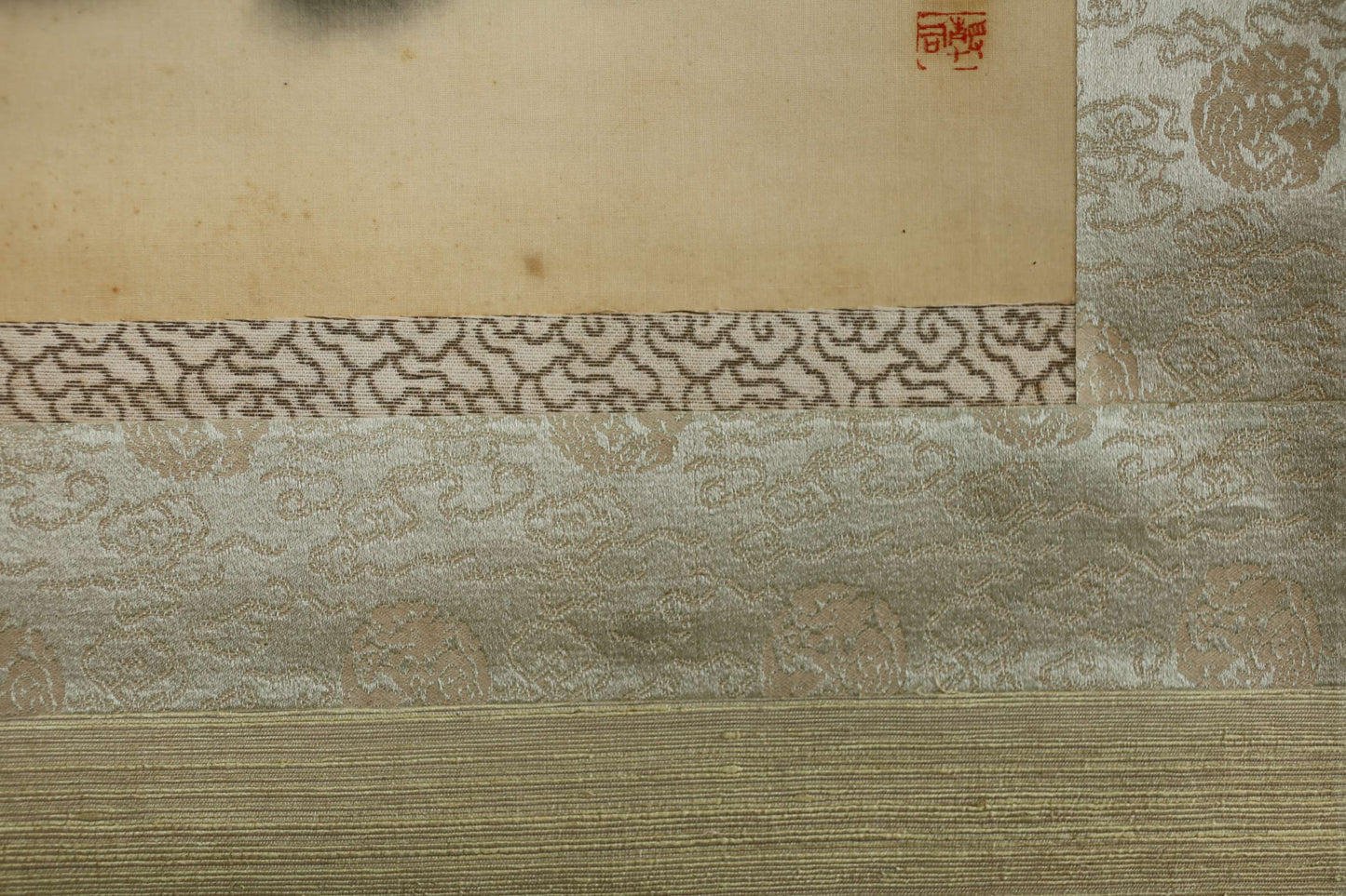 Fujiyama Japanese antique ink wash painting hanging scroll, KAKEJIKU 岸浪柳渓 (1855-1935) signed Boxed 77in/195.5cm