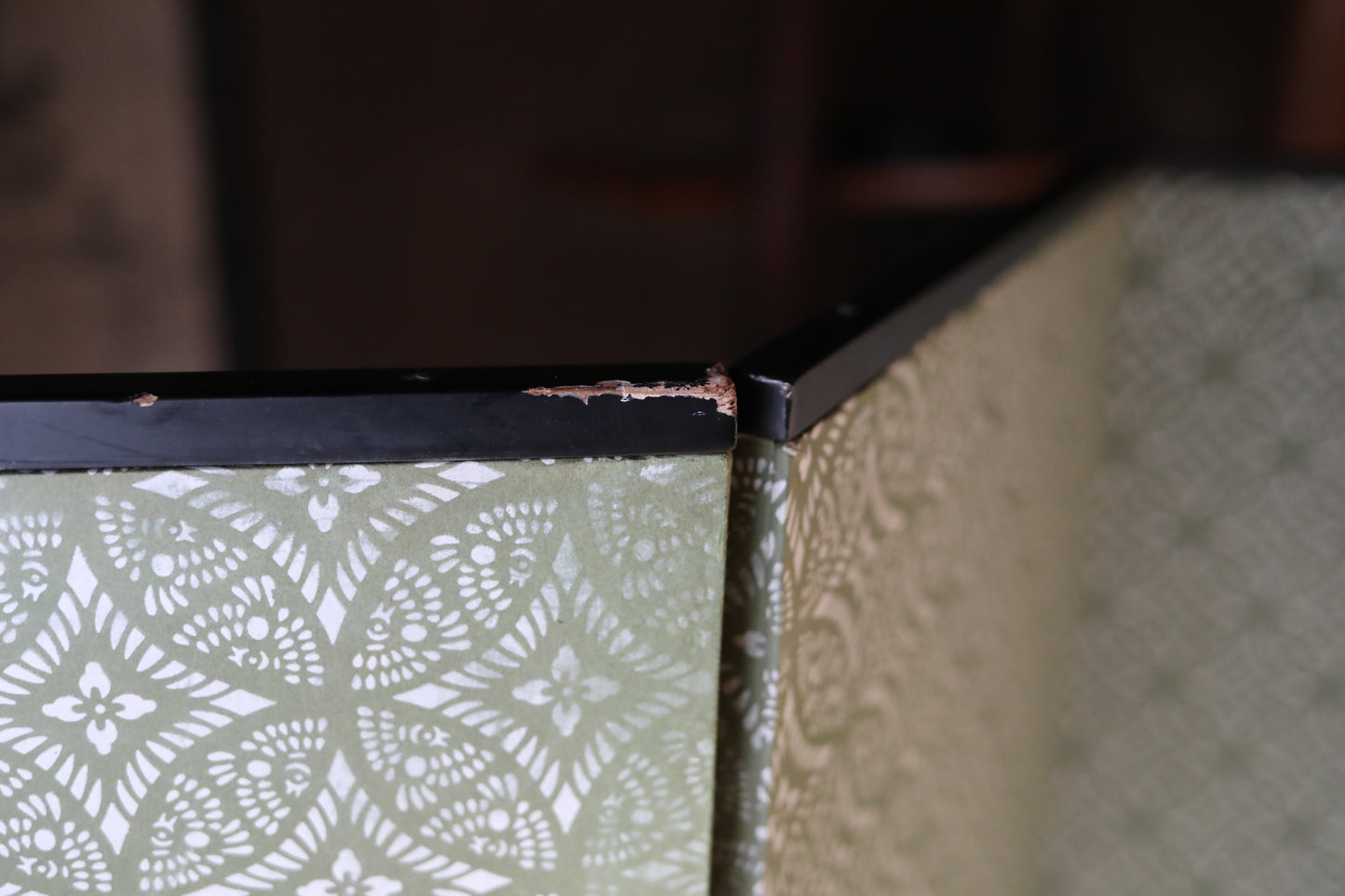 Antique Japanese furniture Byobu wind screen of hand painting Tale of Genji 1700s Real Gold Clouds Sea W111in/W282cm