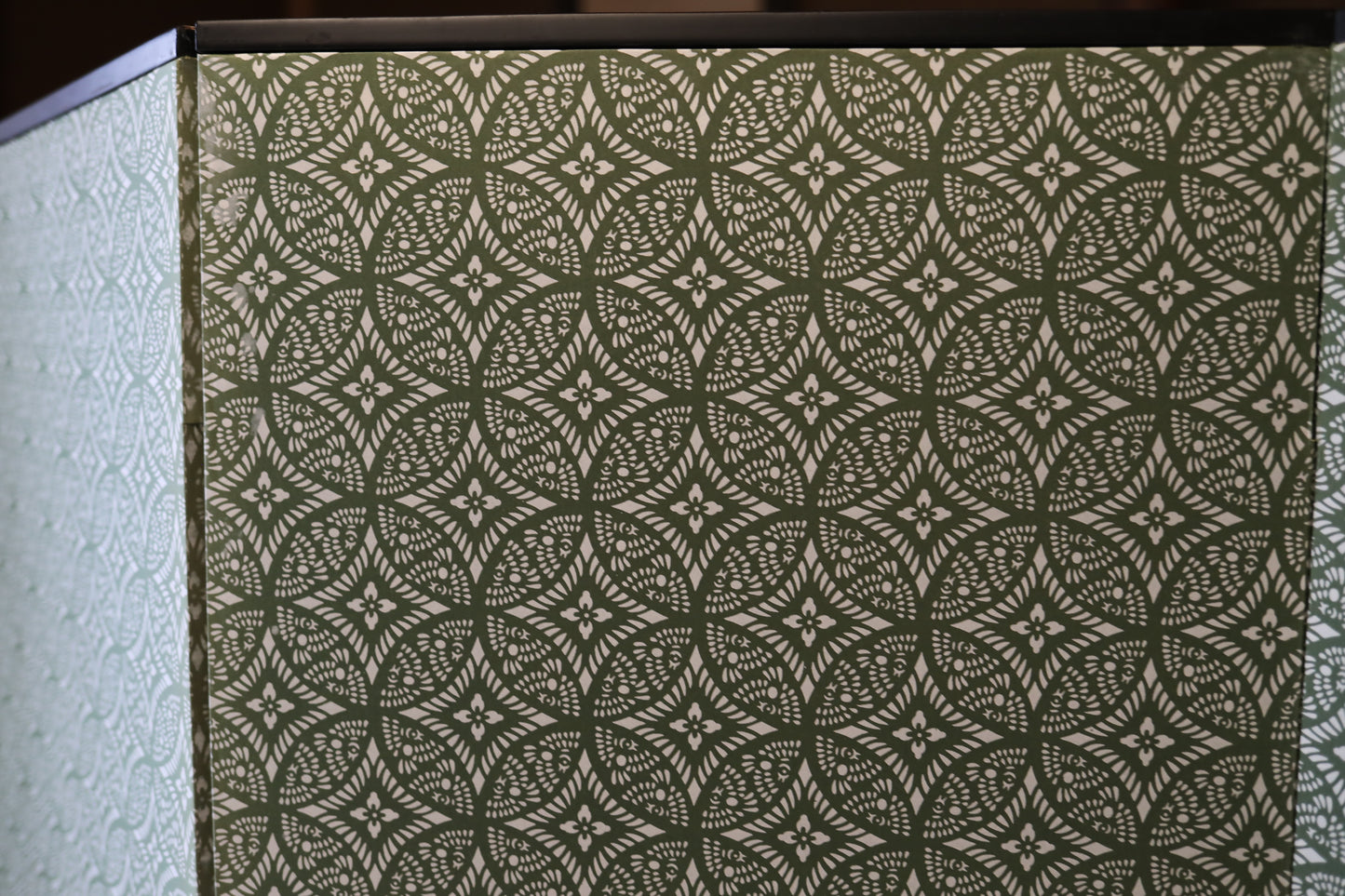 Antique Japanese furniture Byobu wind screen of hand painting Tale of Genji 1700s Real Gold Clouds Sea W111in/W282cm