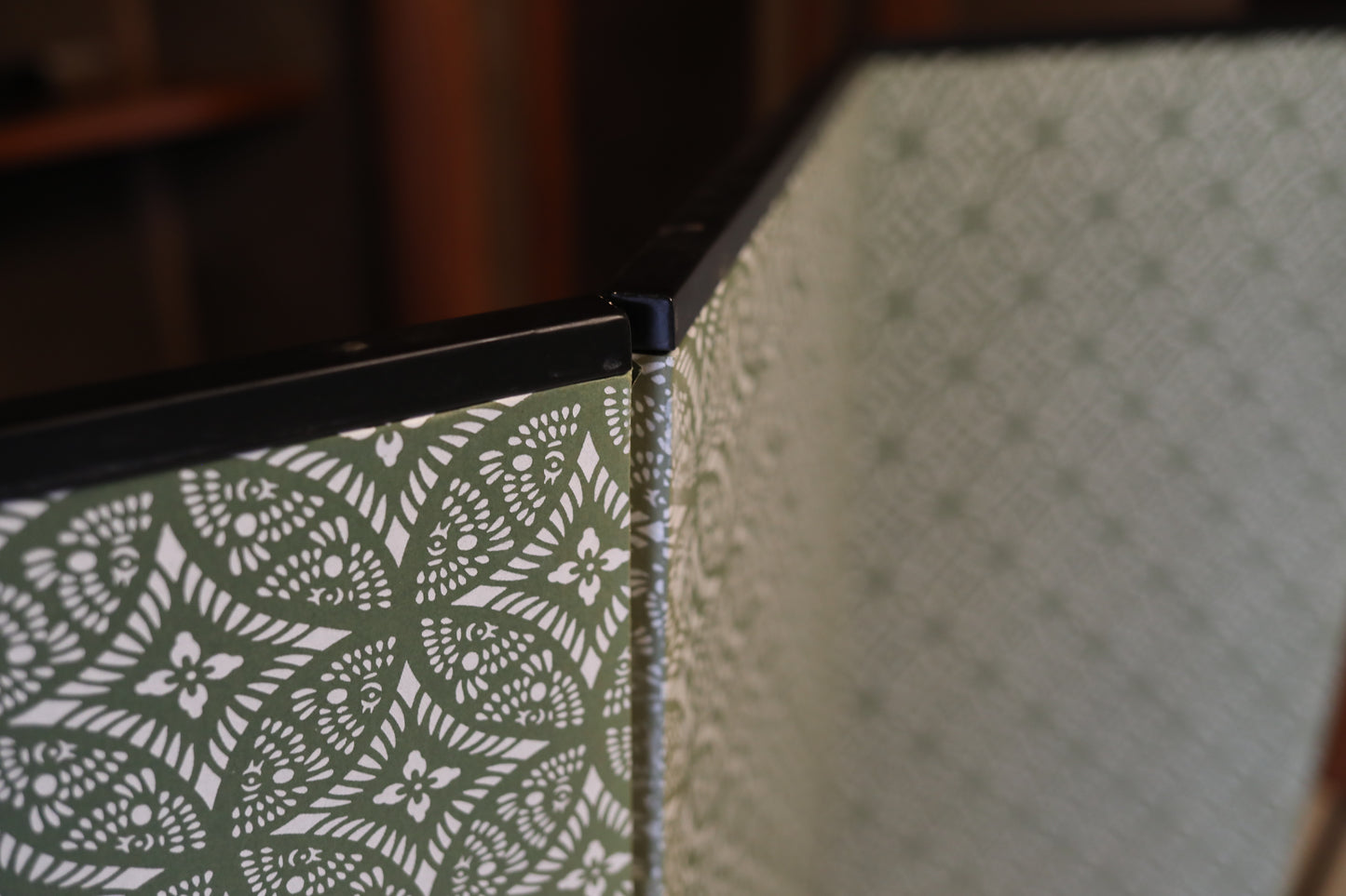 Antique Japanese furniture Byobu wind screen of hand painting Tale of Genji 1700s Real Gold Clouds Sea W111in/W282cm