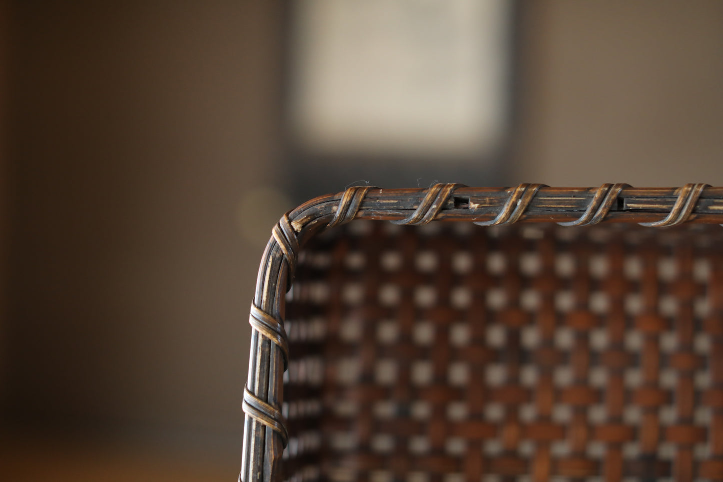 Antique Japanese Bamboo Basket Box: Kimono Obi Storage, 1920s