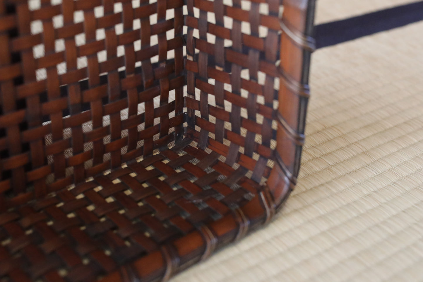 Antique Japanese Bamboo Basket Box: Kimono Obi Storage, 1920s