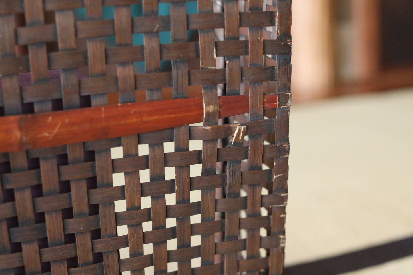 Antique Japanese Bamboo Basket Box: Kimono Obi Storage, 1920s