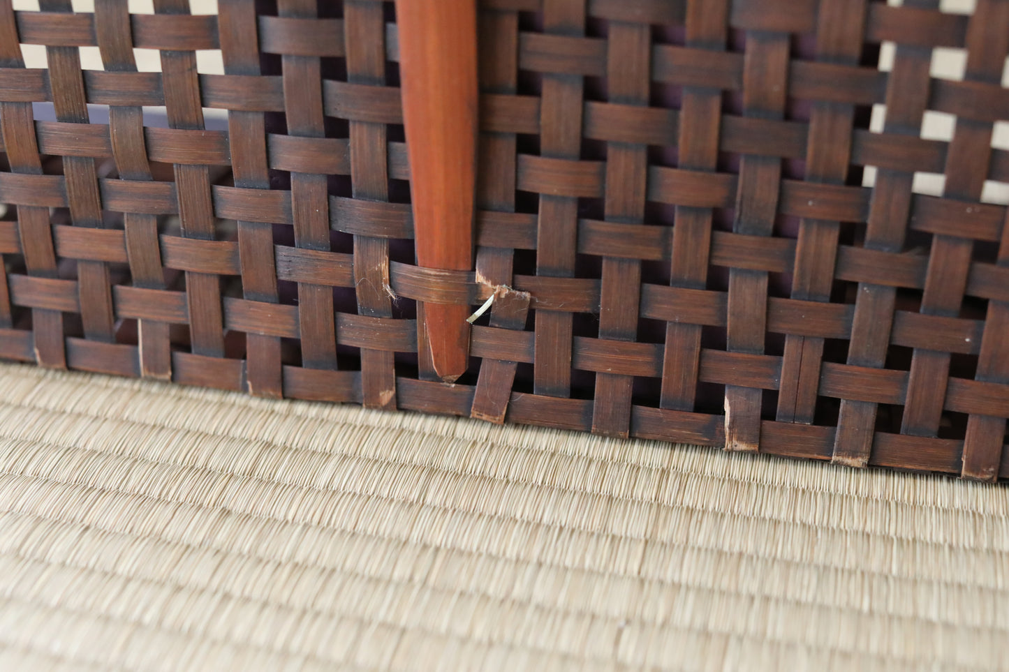 Antique Japanese Bamboo Basket Box: Kimono Obi Storage, 1920s