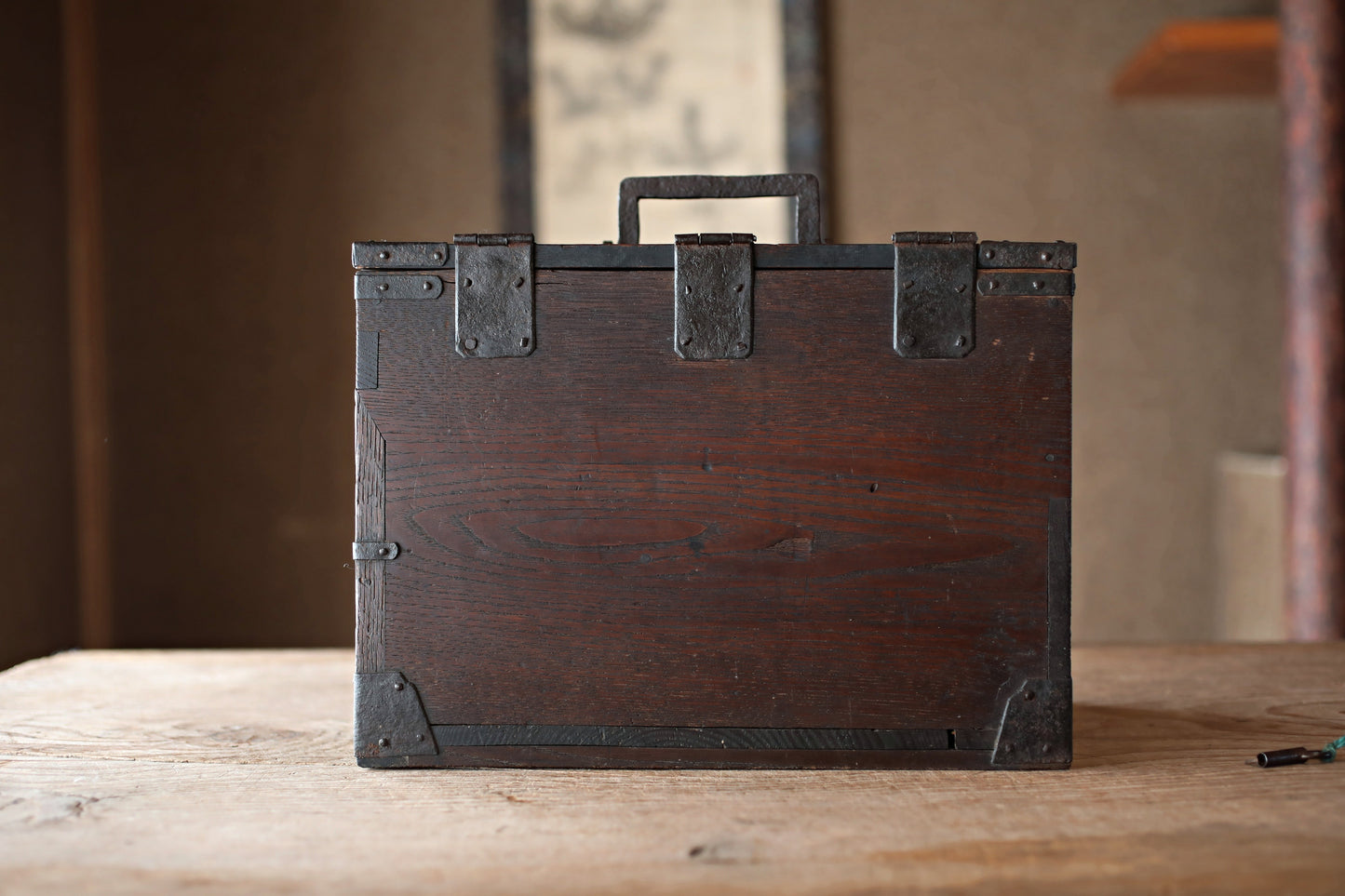 Antique Japanese Tansu Box, Suzuribako Inkstone Case, Cedar Storage