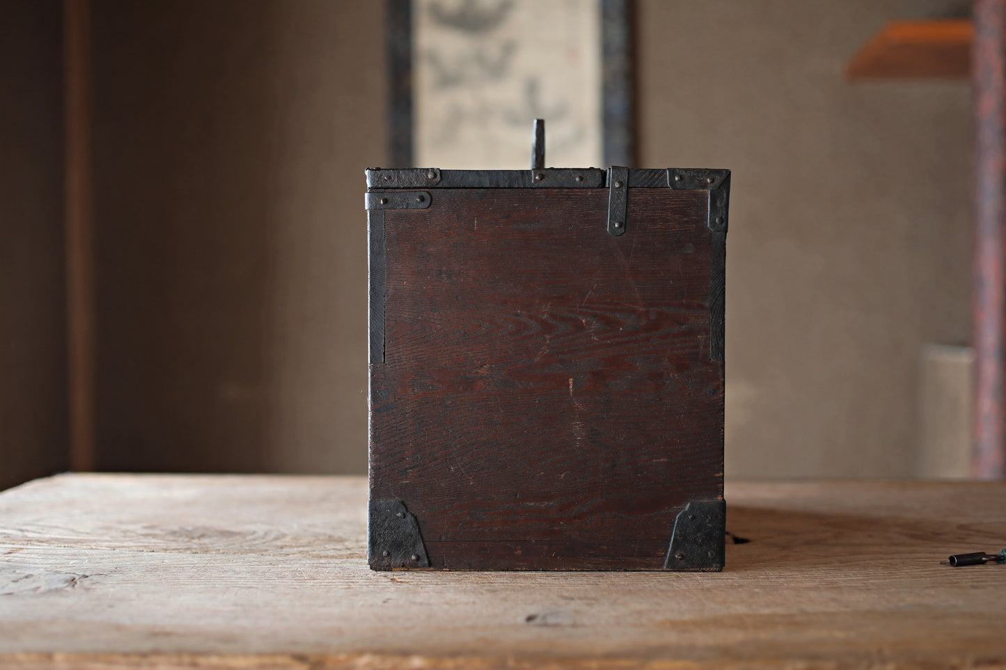 Antique Japanese Tansu Box, Suzuribako Inkstone Case, Cedar Storage