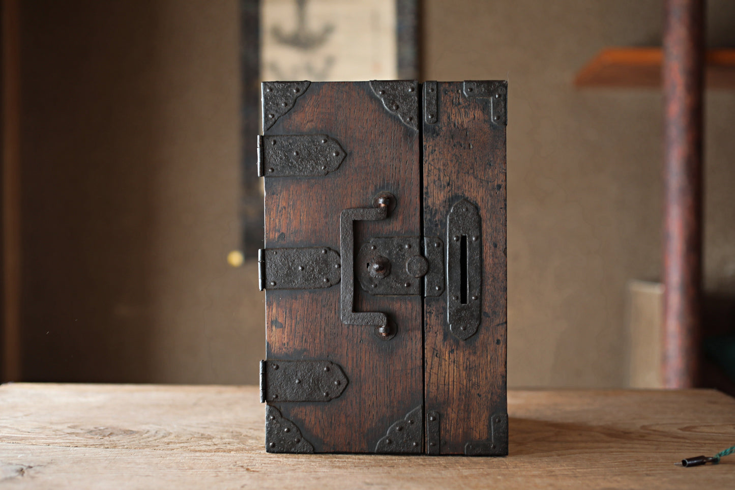 Antique Japanese Tansu Box, Suzuribako Inkstone Case, Cedar Storage