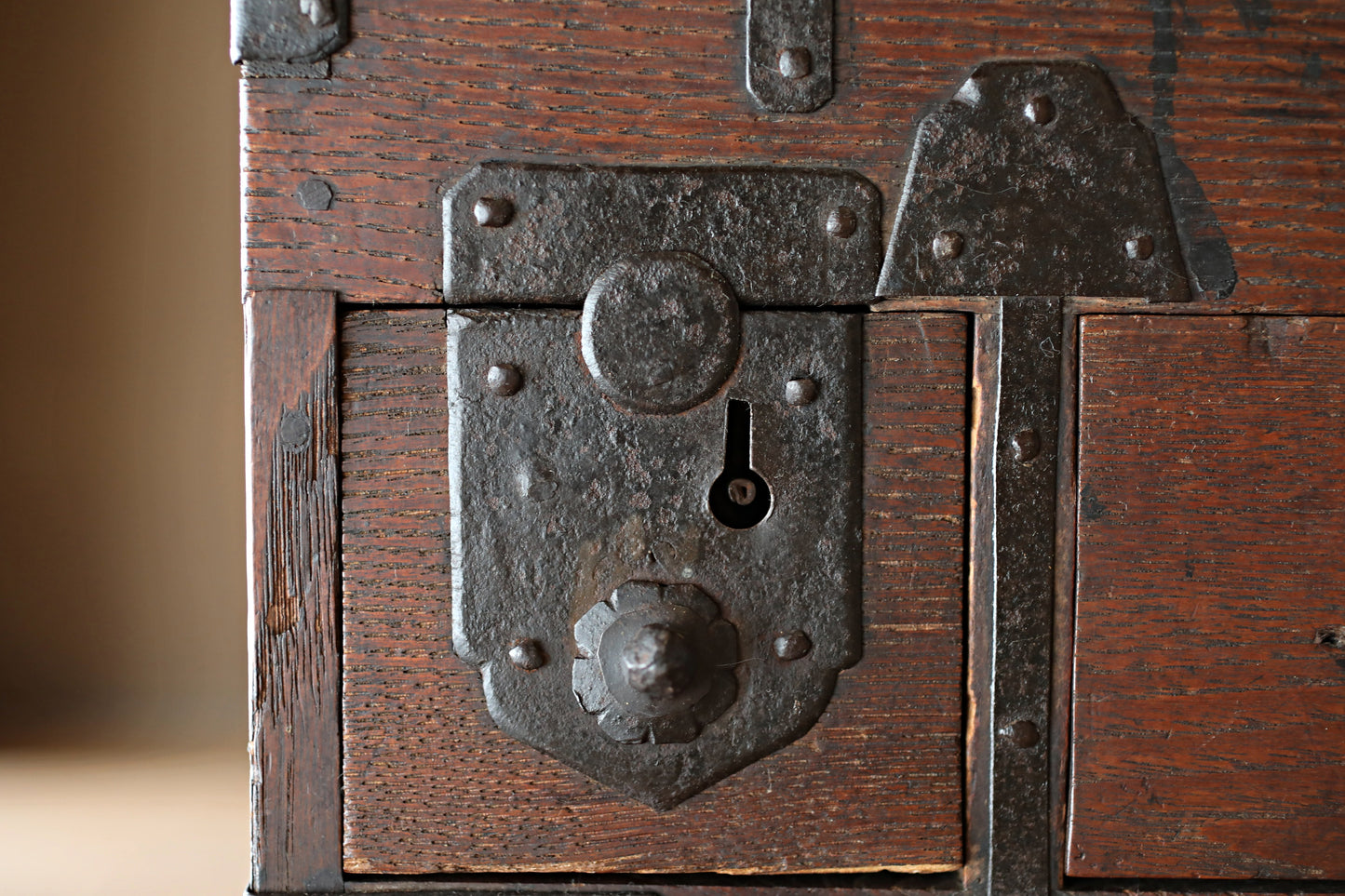 Antique Japanese Tansu Box, Suzuribako Inkstone Case, Cedar Storage
