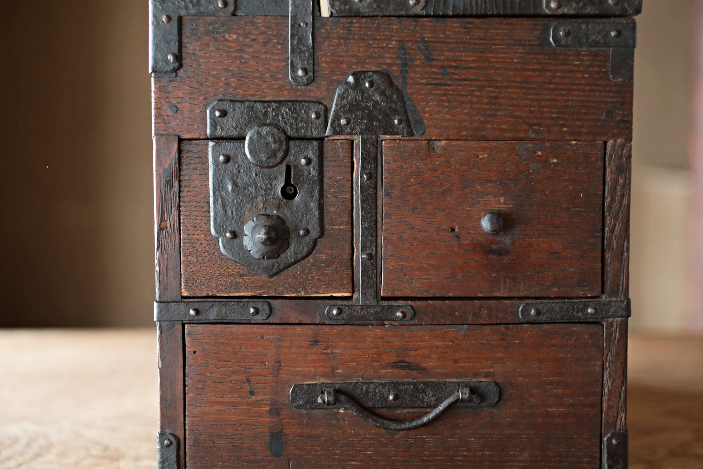 Antique Japanese Tansu Box, Suzuribako Inkstone Case, Cedar Storage
