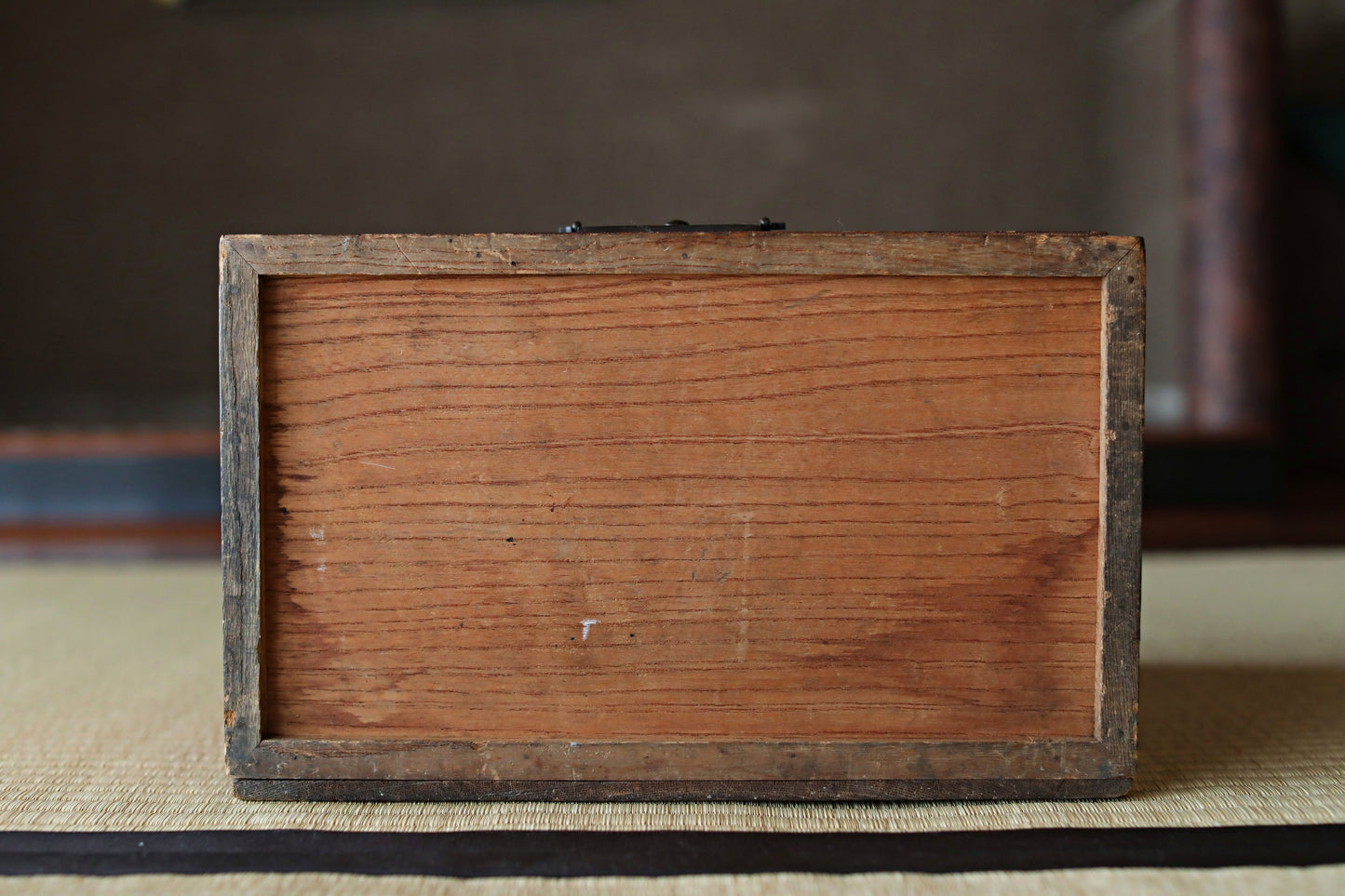 Antique Japanese Tansu Chest: Lacquered Zelkova Wood, Metal Fittings 5 drawers W12.6in/32cm