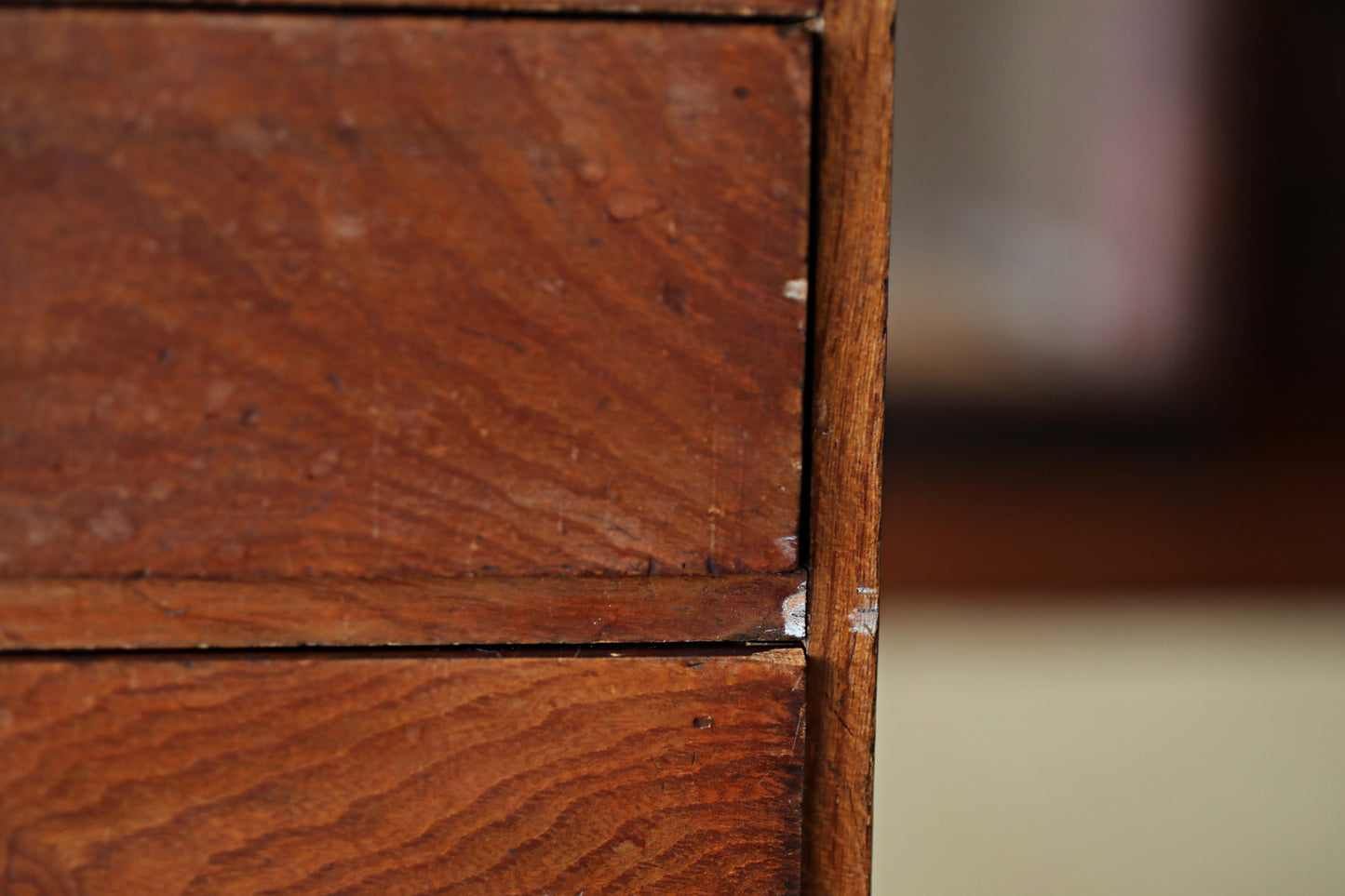Antique Japanese Tansu Chest: Lacquered Zelkova Wood, Metal Fittings 5 drawers W12.6in/32cm
