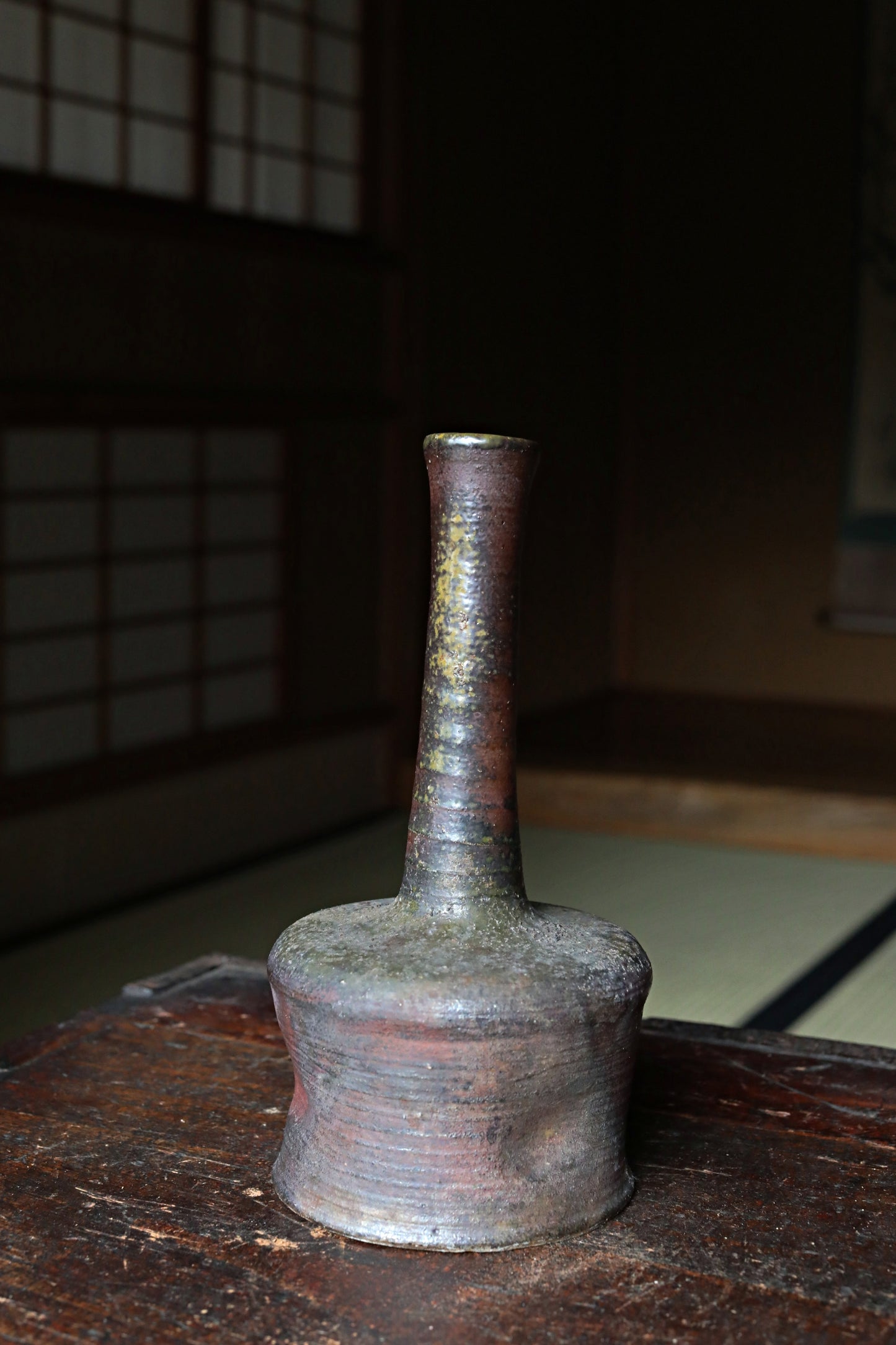 Bizen ware- Japanese Flower Vase: Signed Pottery for IKEBANA, Tea ceremony