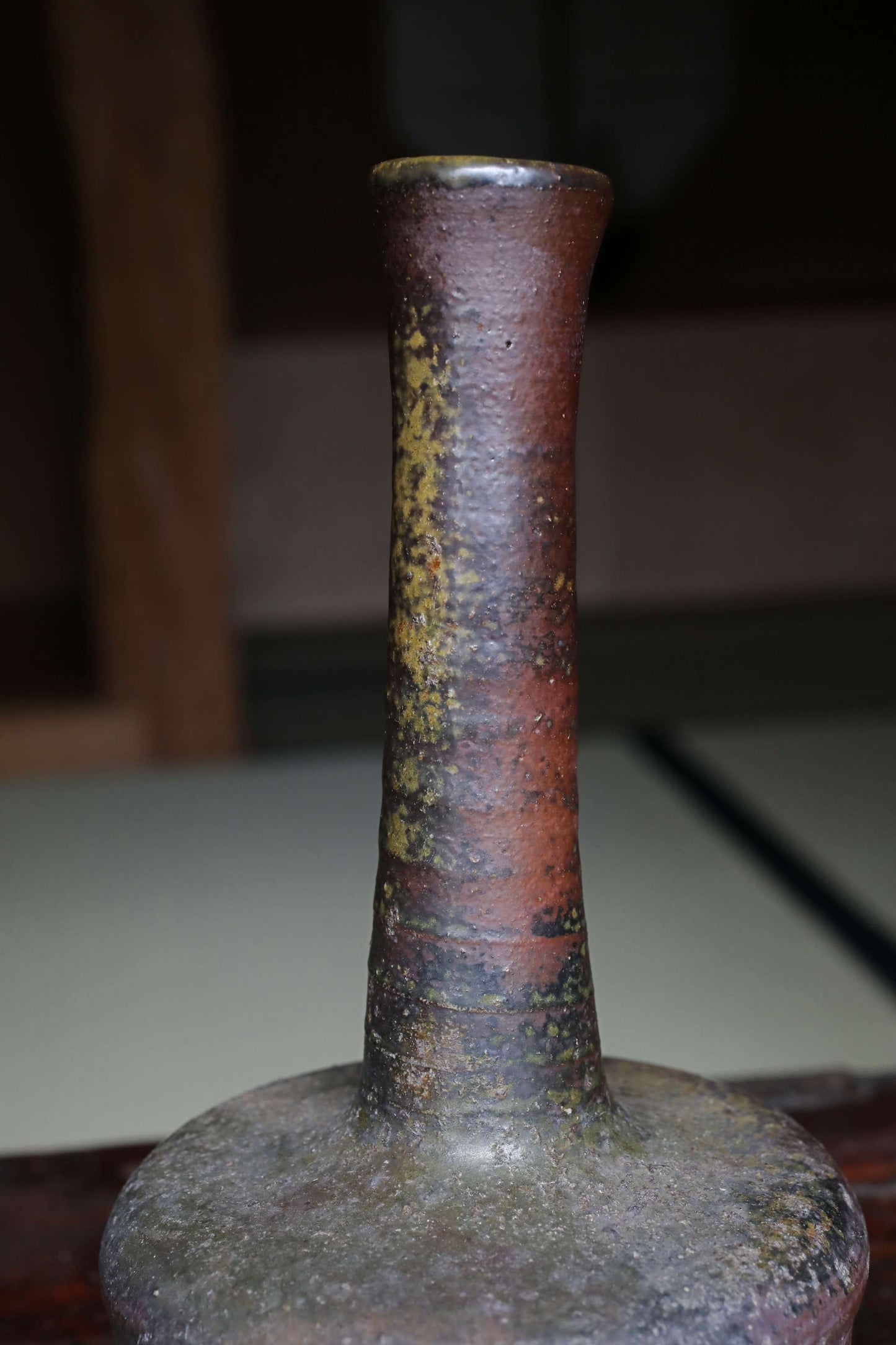 Bizen ware- Japanese Flower Vase: Signed Pottery for IKEBANA, Tea ceremony