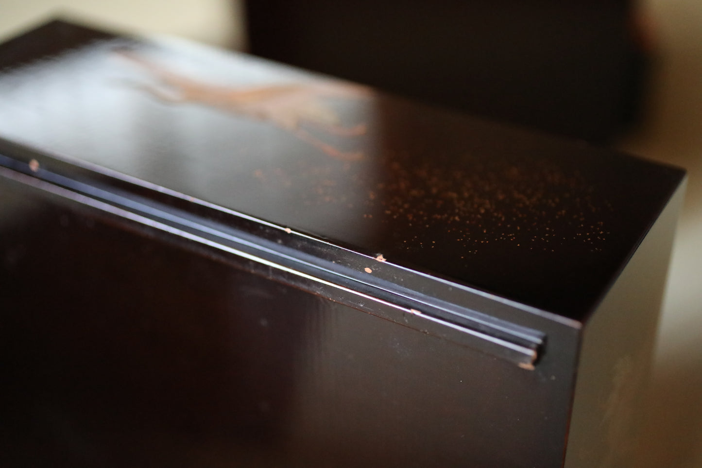 Antique Japanese Lacquer Jubako Box: Edo Crane Waves Makie, 4-Tiered