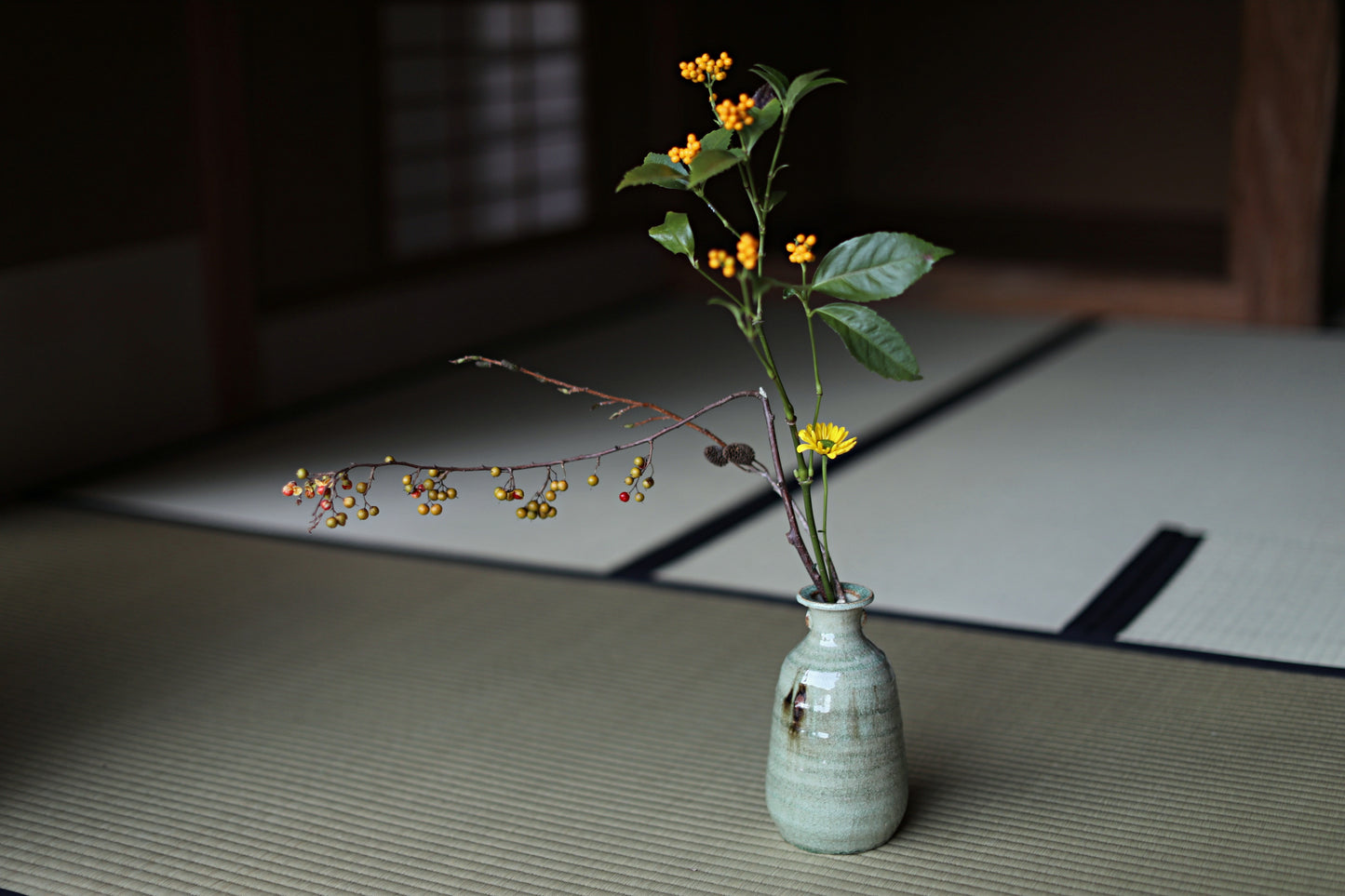 Japanese vintage SETO artist vase for one flower kiln ware handmade  boxed H7.9in/20cm