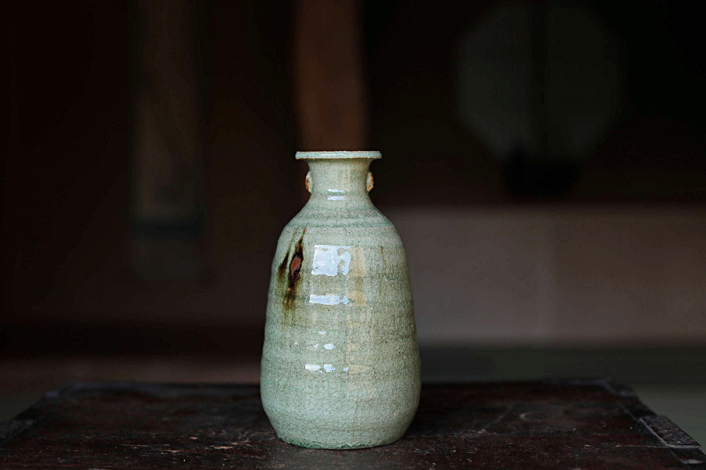 Japanese vintage SETO artist vase for one flower kiln ware handmade  boxed H7.9in/20cm