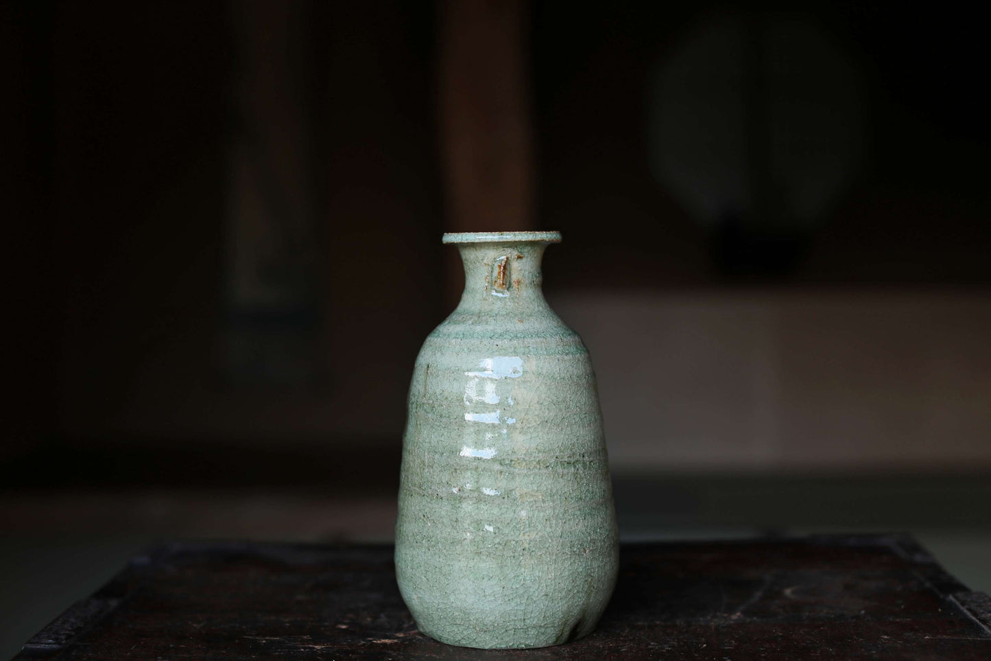 Japanese vintage SETO artist vase for one flower kiln ware handmade  boxed H7.9in/20cm