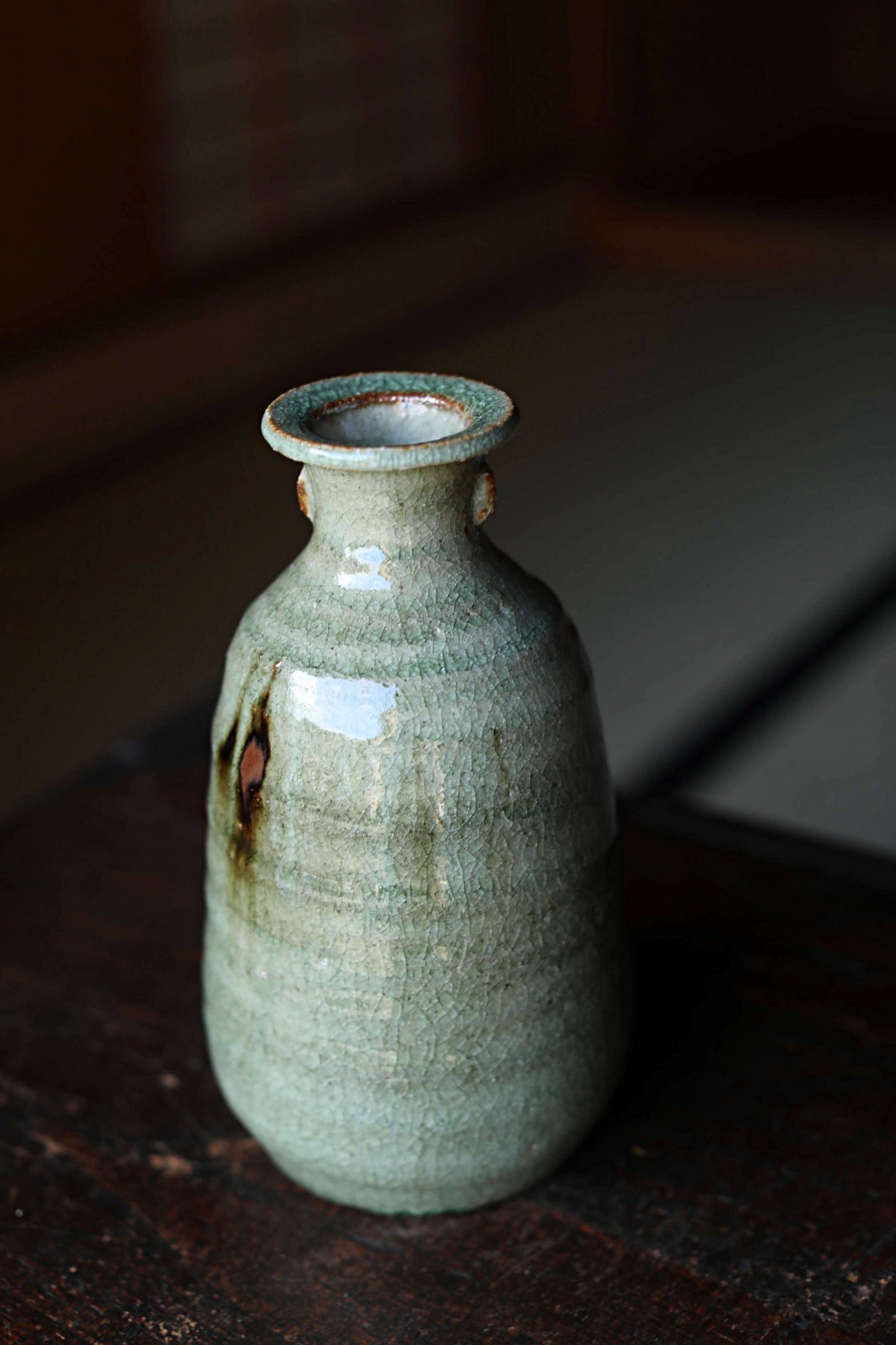 Japanese vintage SETO artist vase for one flower kiln ware handmade  boxed H7.9in/20cm