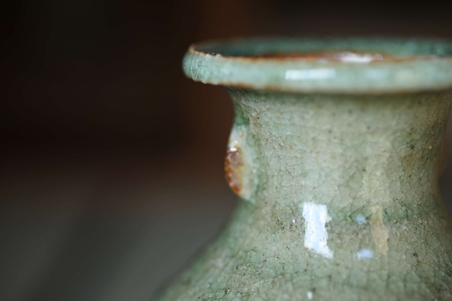 Japanese vintage SETO artist vase for one flower kiln ware handmade  boxed H7.9in/20cm