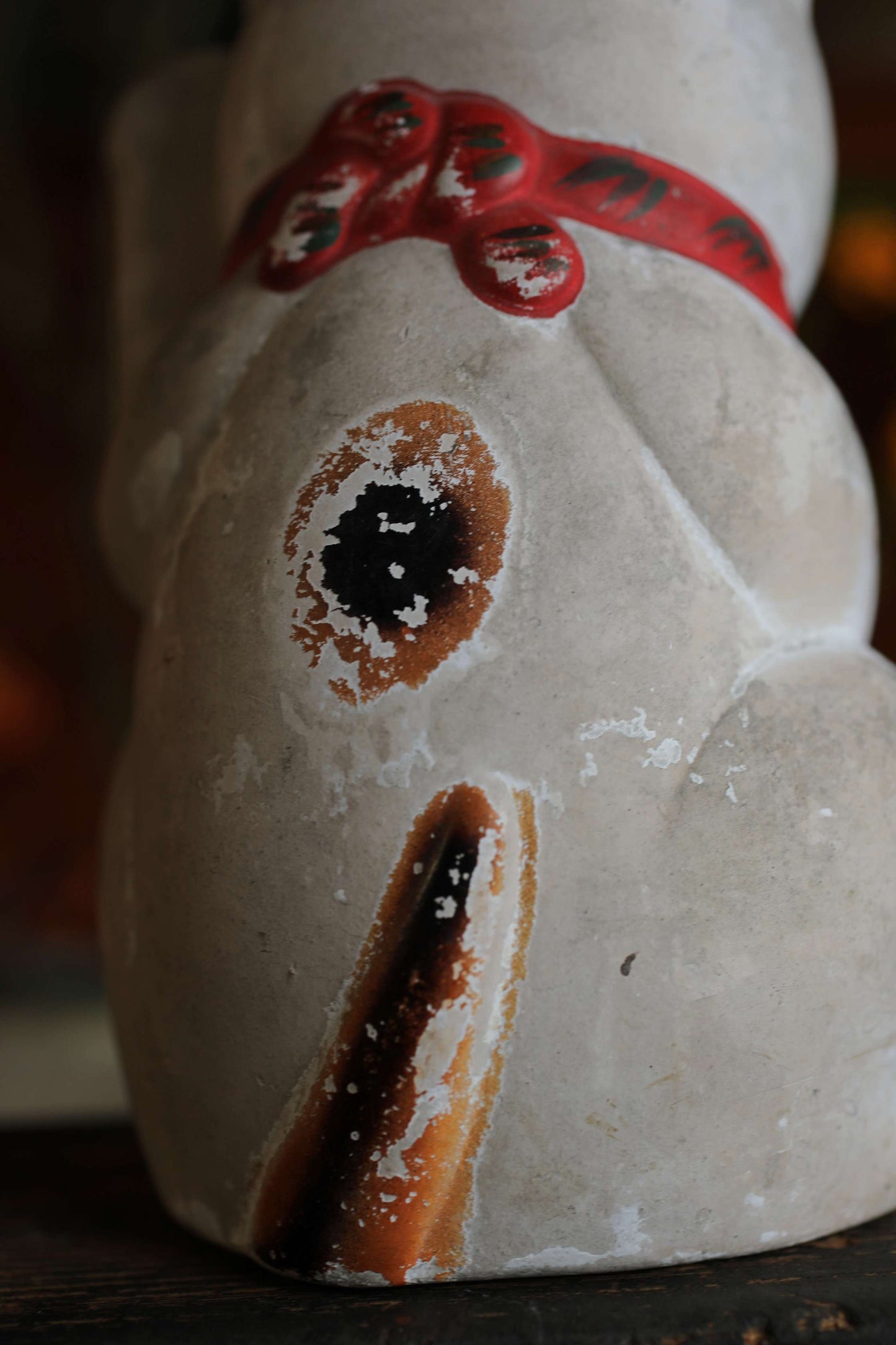 Japanese antique Cat doll MANEKINAKO white cat old ceramic money box, Welcome cat, Fortune cat, Lucky cat 1910s H7.3in/H18.5cm.