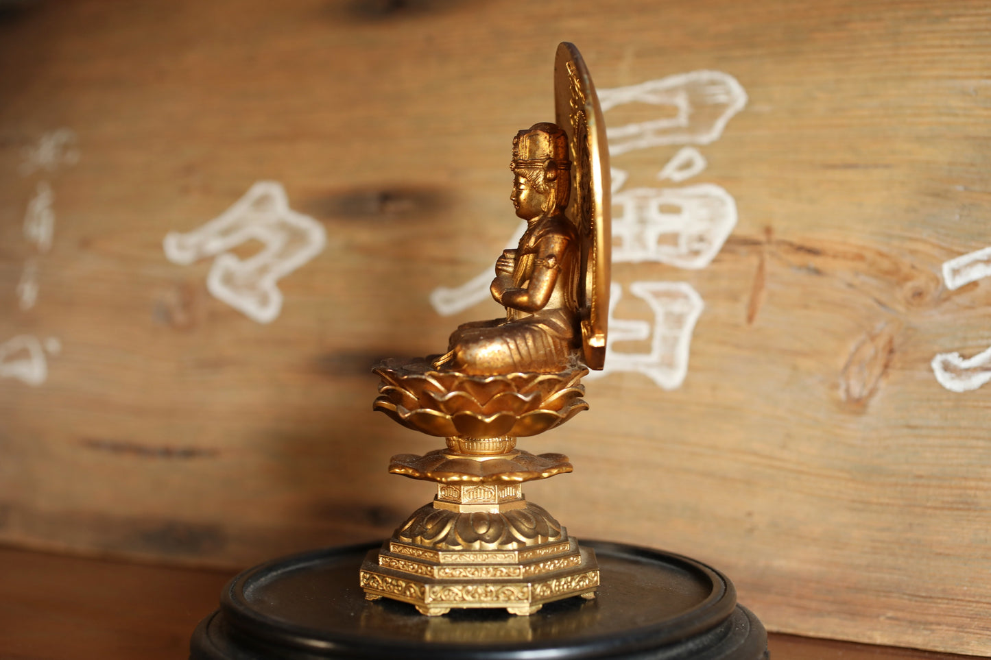 Japanese Mahavairocana Buddha Statue, Gold Metal Buddhism Sculpture, H5.9in/H15cm