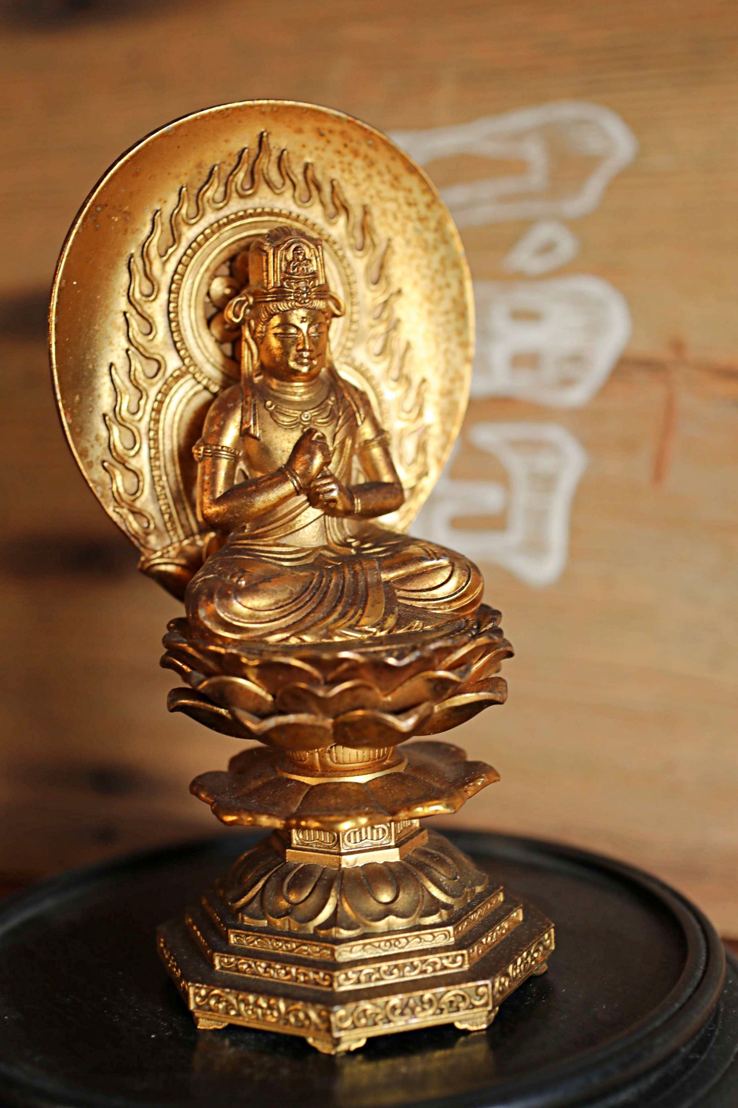 Japanese Mahavairocana Buddha Statue, Gold Metal Buddhism Sculpture, H5.9in/H15cm