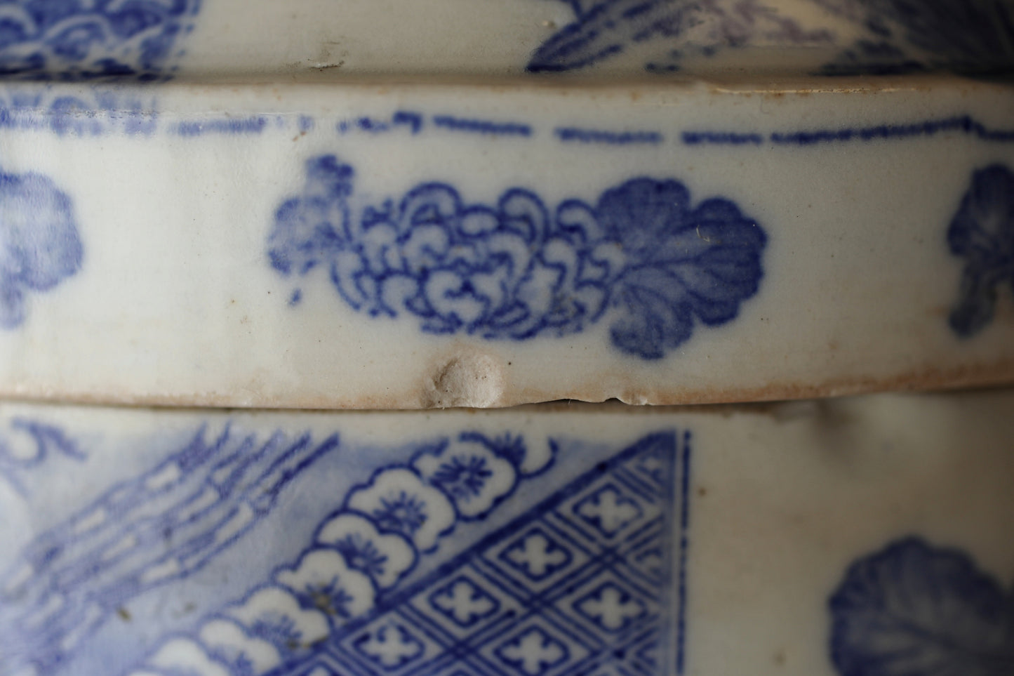 Antique Meiji Imari Jūbako Bento Box: Four-Tiered Blue Floral Porcelain