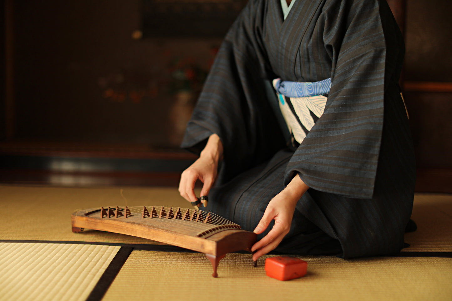 Japanese antique harp koto small