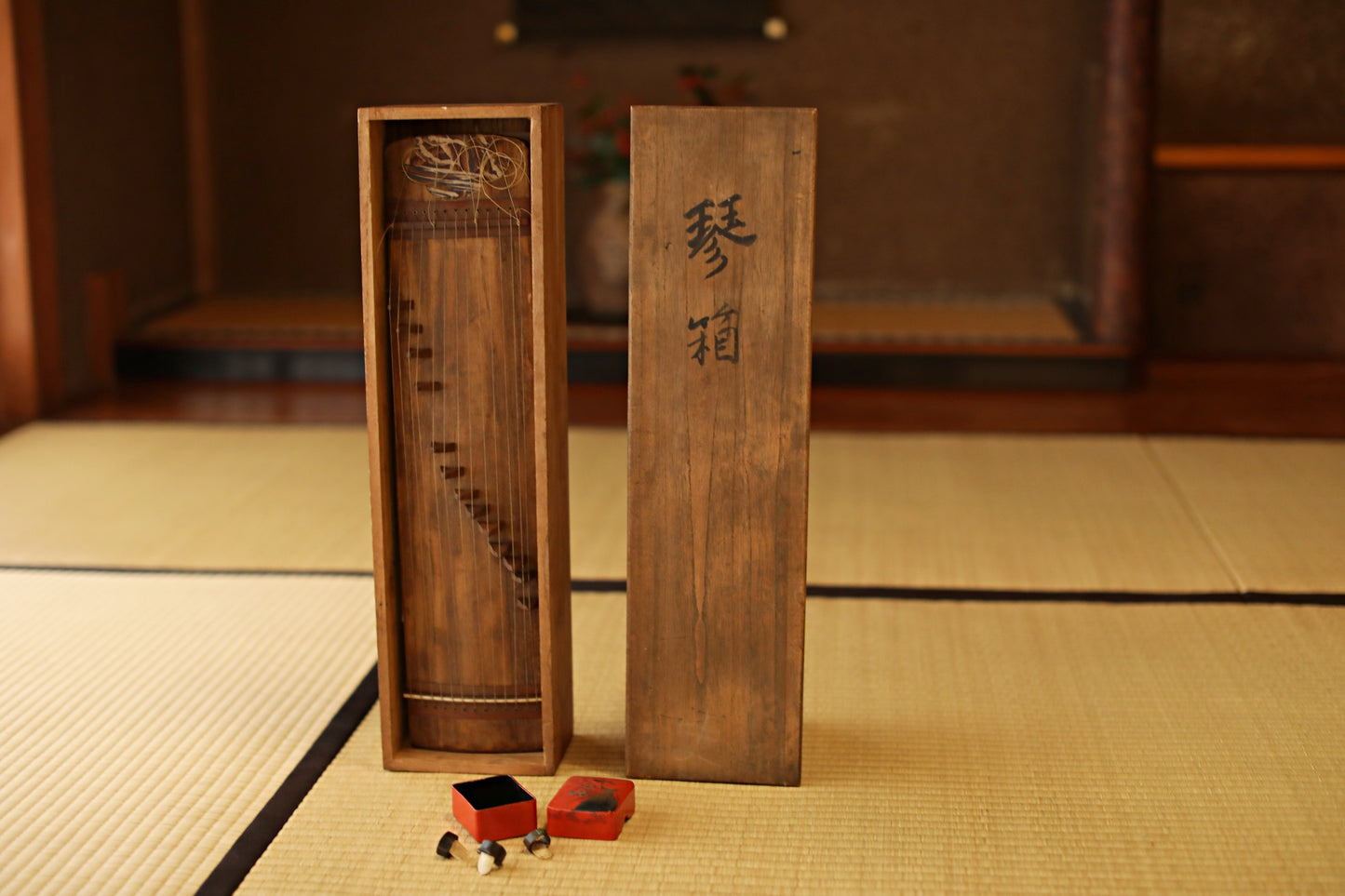 Antique Japanese harp small KOTO 1910s Musical Instruments Toy W20.7in/W52.5cm