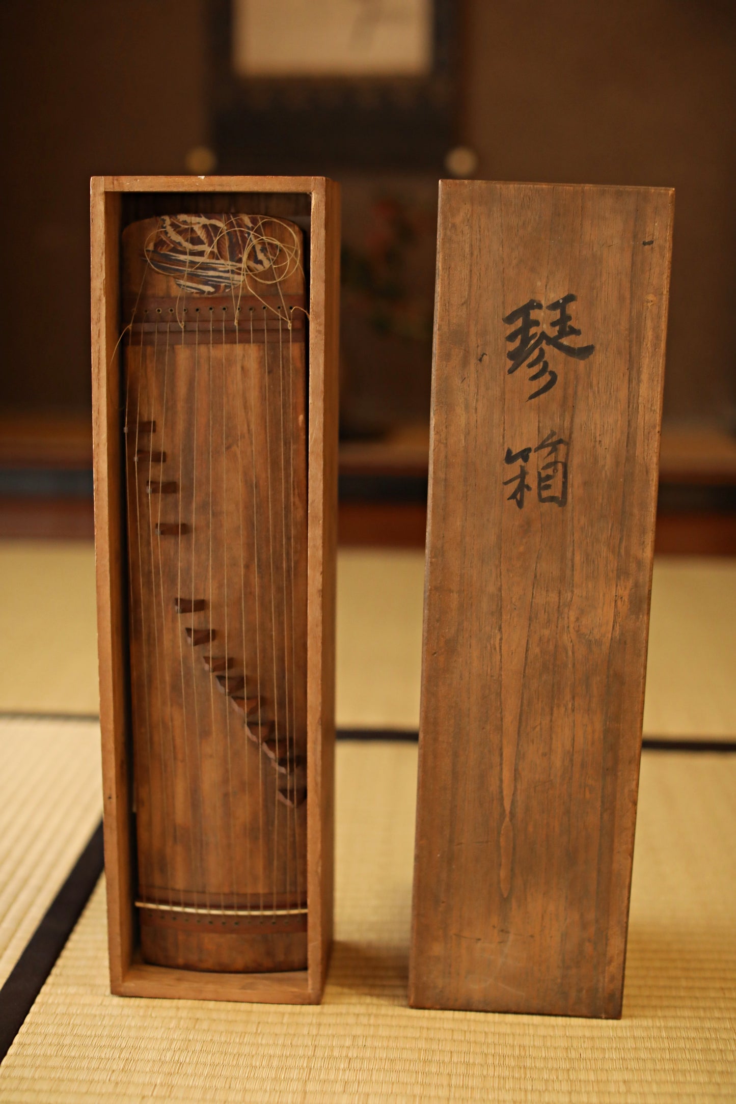 Antique Japanese harp small KOTO 1910s Musical Instruments Toy W20.7in/W52.5cm