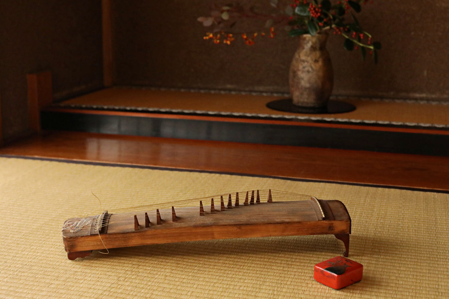 Antique Japanese harp small KOTO 1910s Musical Instruments Toy W20.7in/W52.5cm