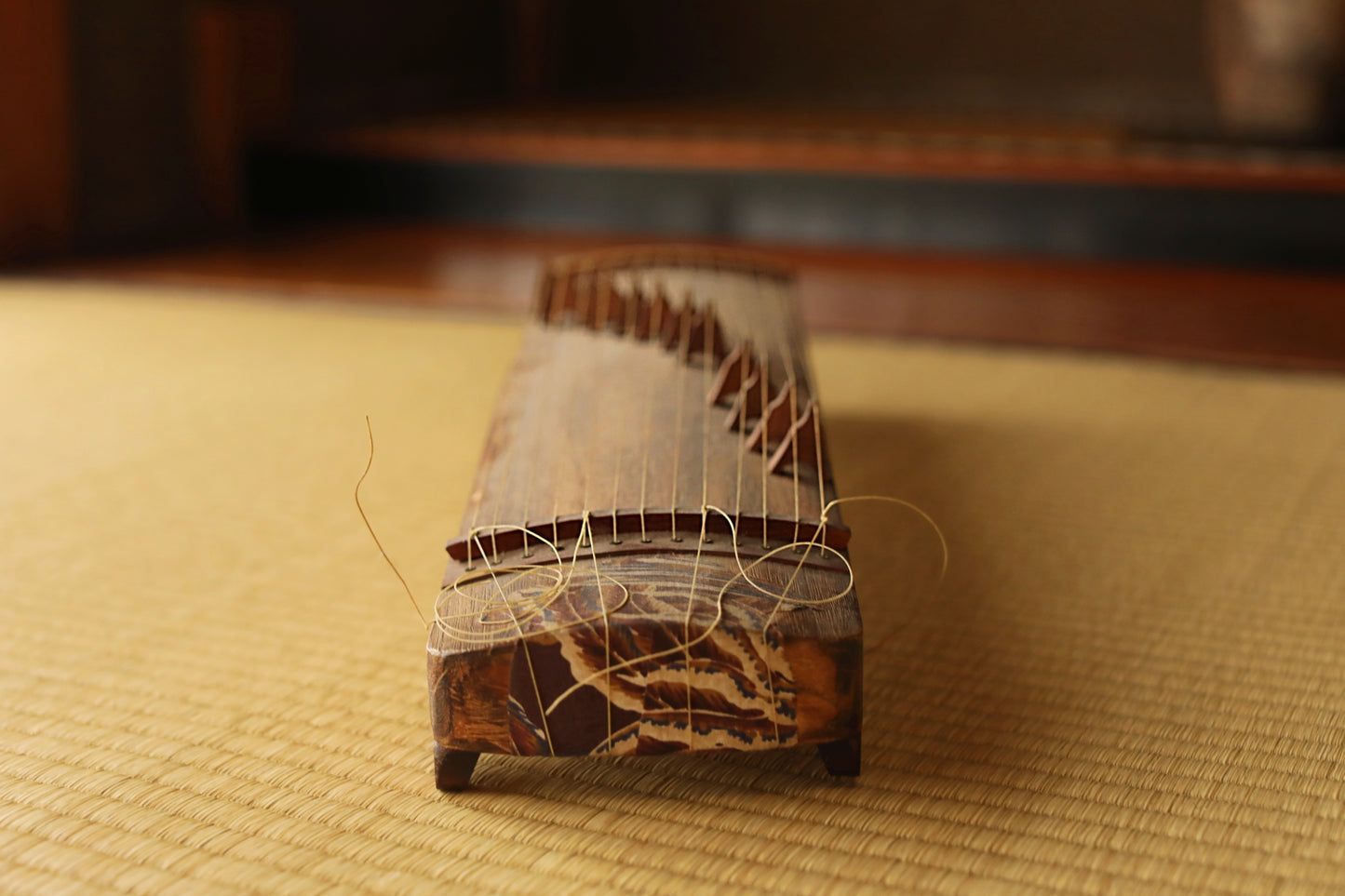 Antique Japanese harp small KOTO 1910s Musical Instruments Toy W20.7in/W52.5cm