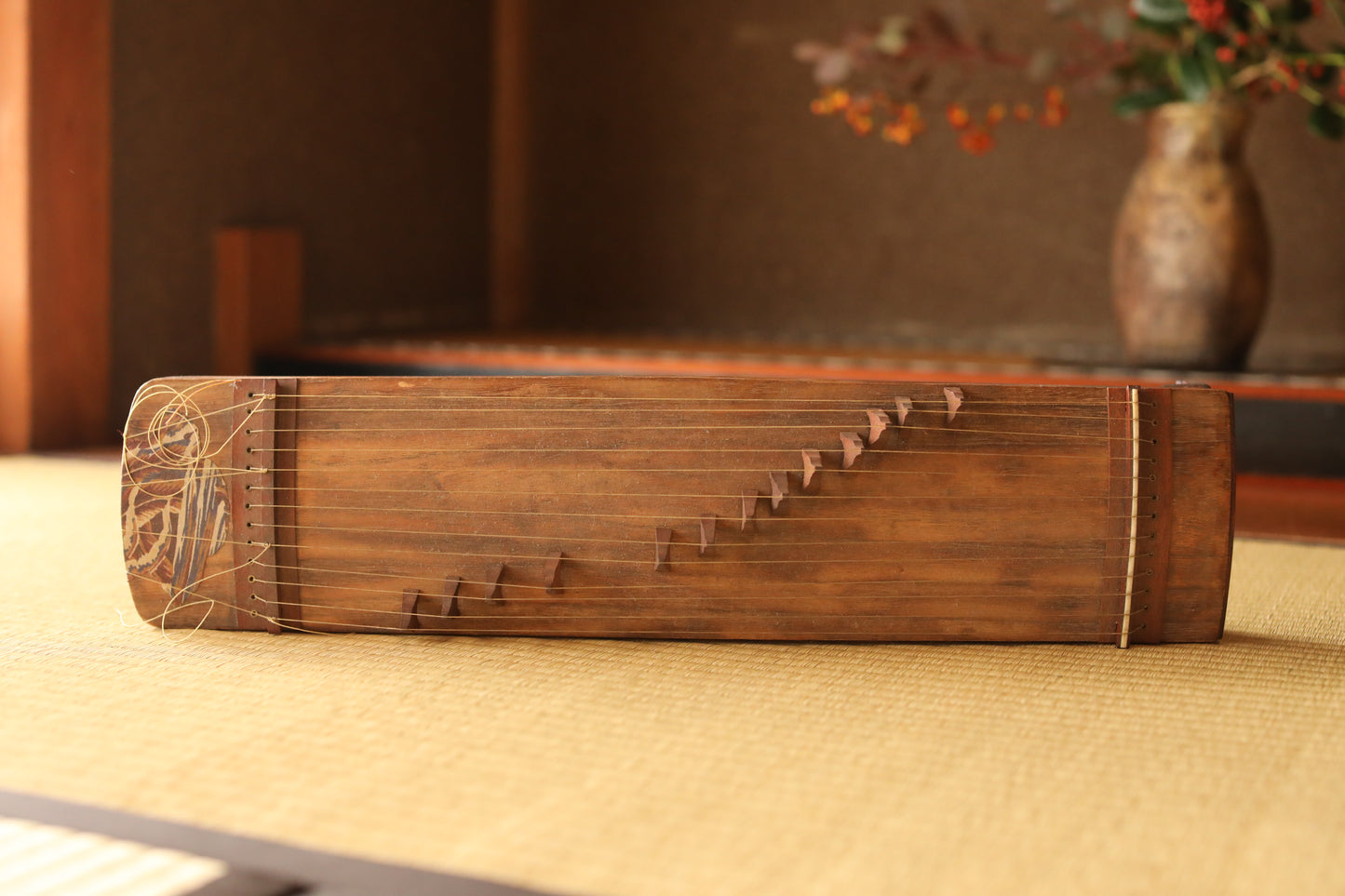 Antique Japanese harp small KOTO 1910s Musical Instruments Toy W20.7in/W52.5cm