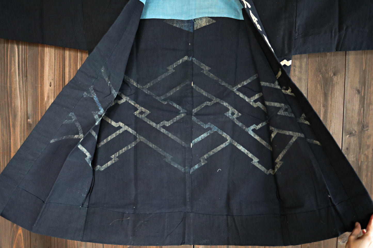 Antique Japanese Jaket Happi: Indigo dye with die-cut patterns, Deadstock